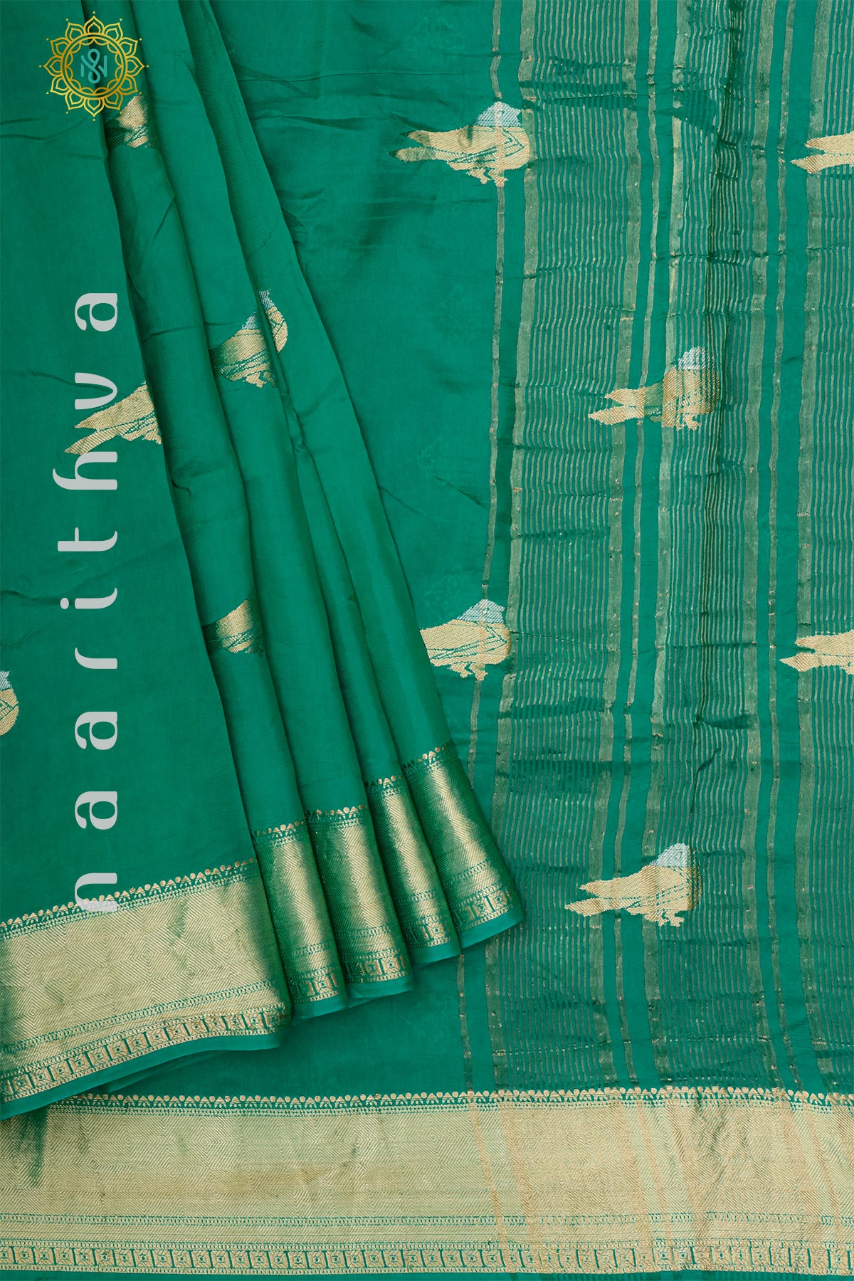 GREEN WITH NAVY BLUE - DOLA SILK