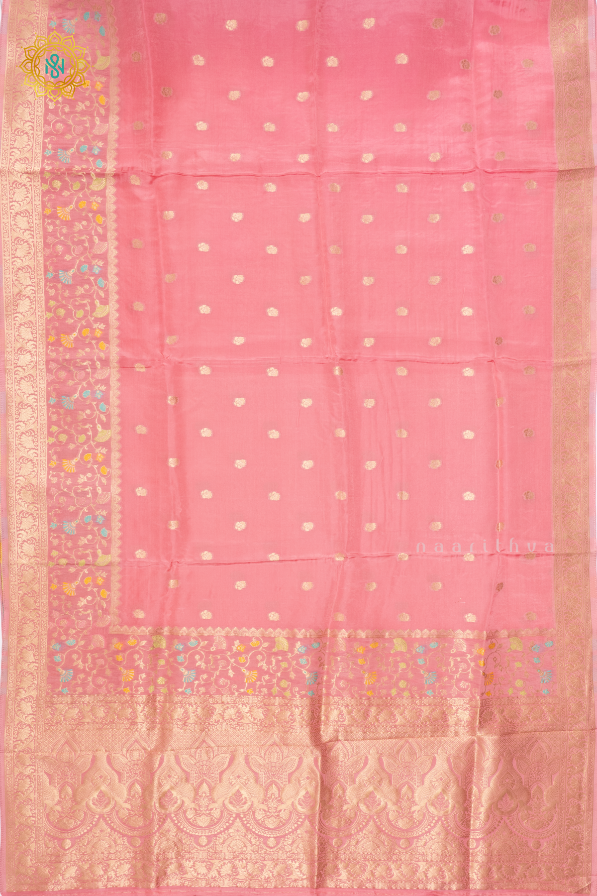 LIGHT PINK WITH RANI PINK - SATIN CREPE