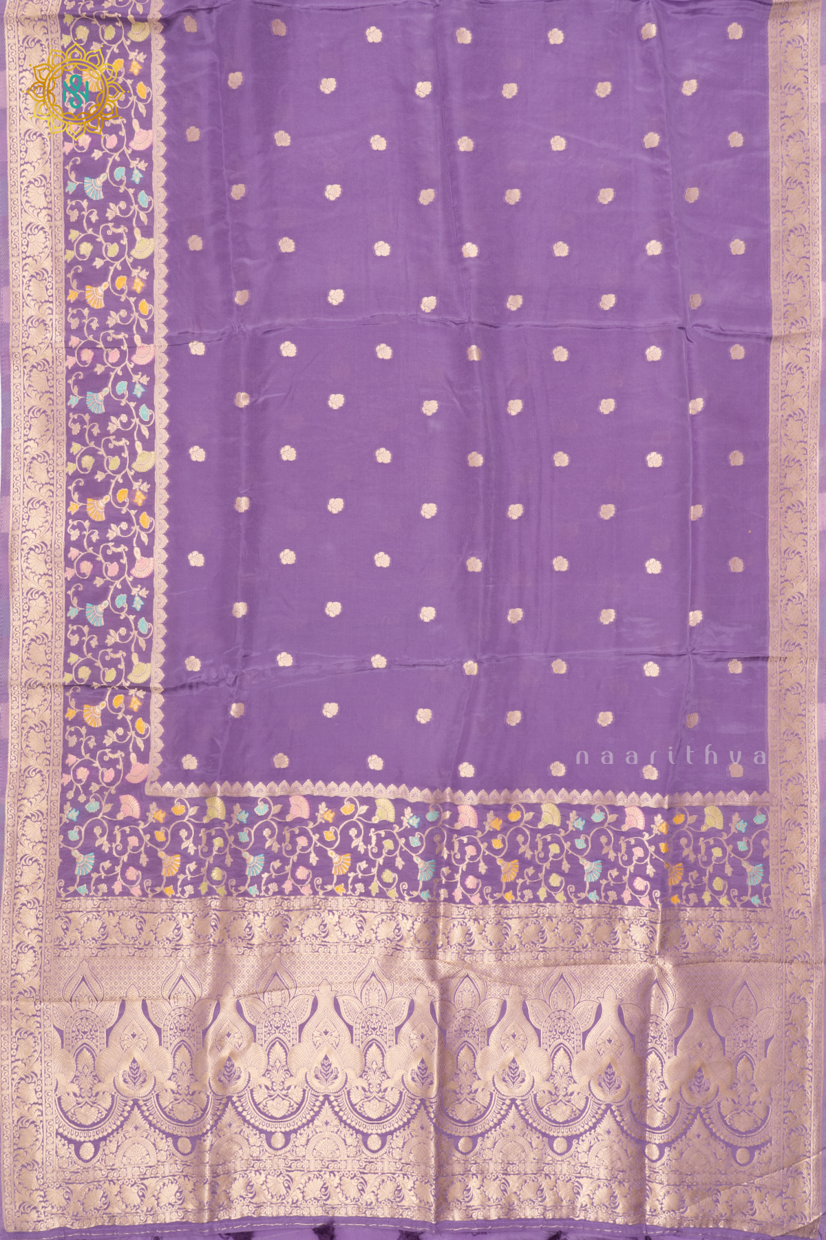 LAVENDER WITH PURPLE - SATIN CREPE