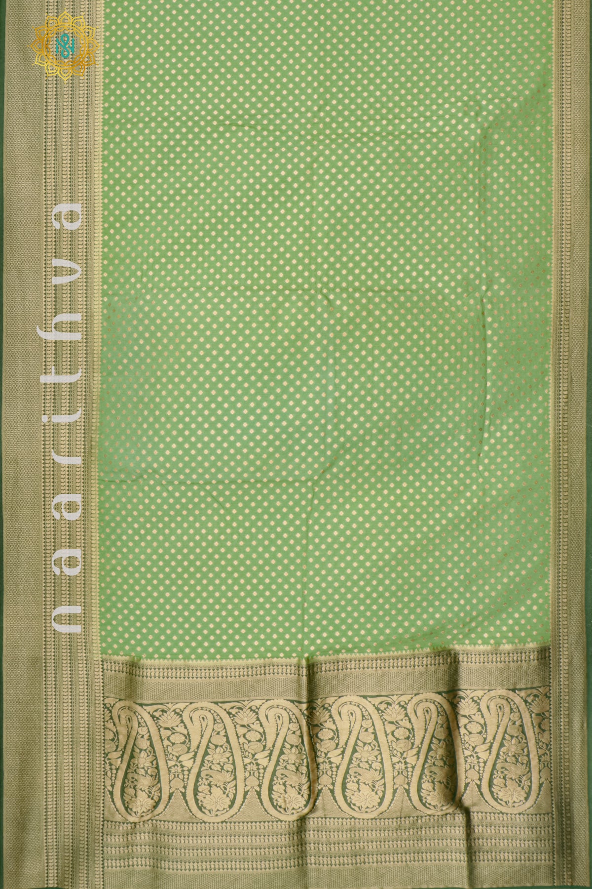 PISTA GREEN WITH BOTTLE GREEN - SEMI BANARASI GEORGETTE