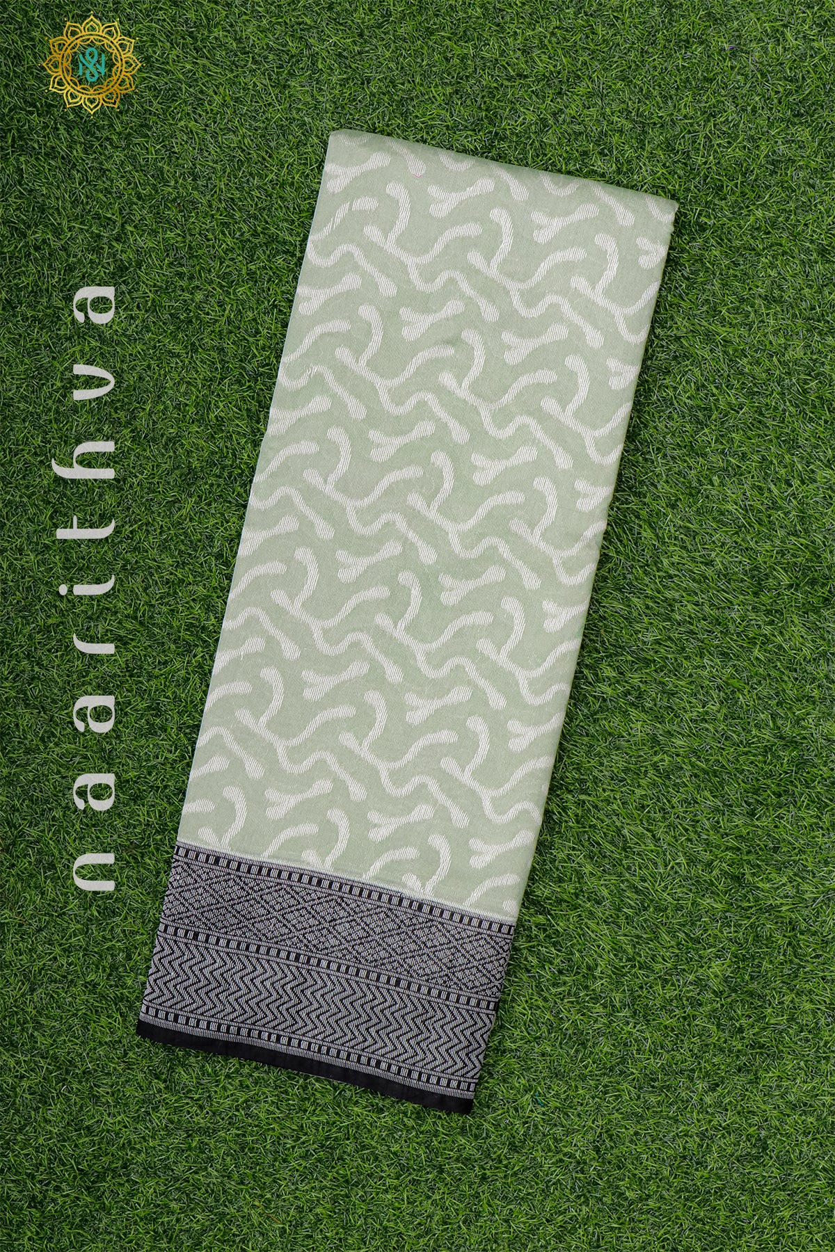 SAGE GREEN WITH BLACK -JUTE COTTON