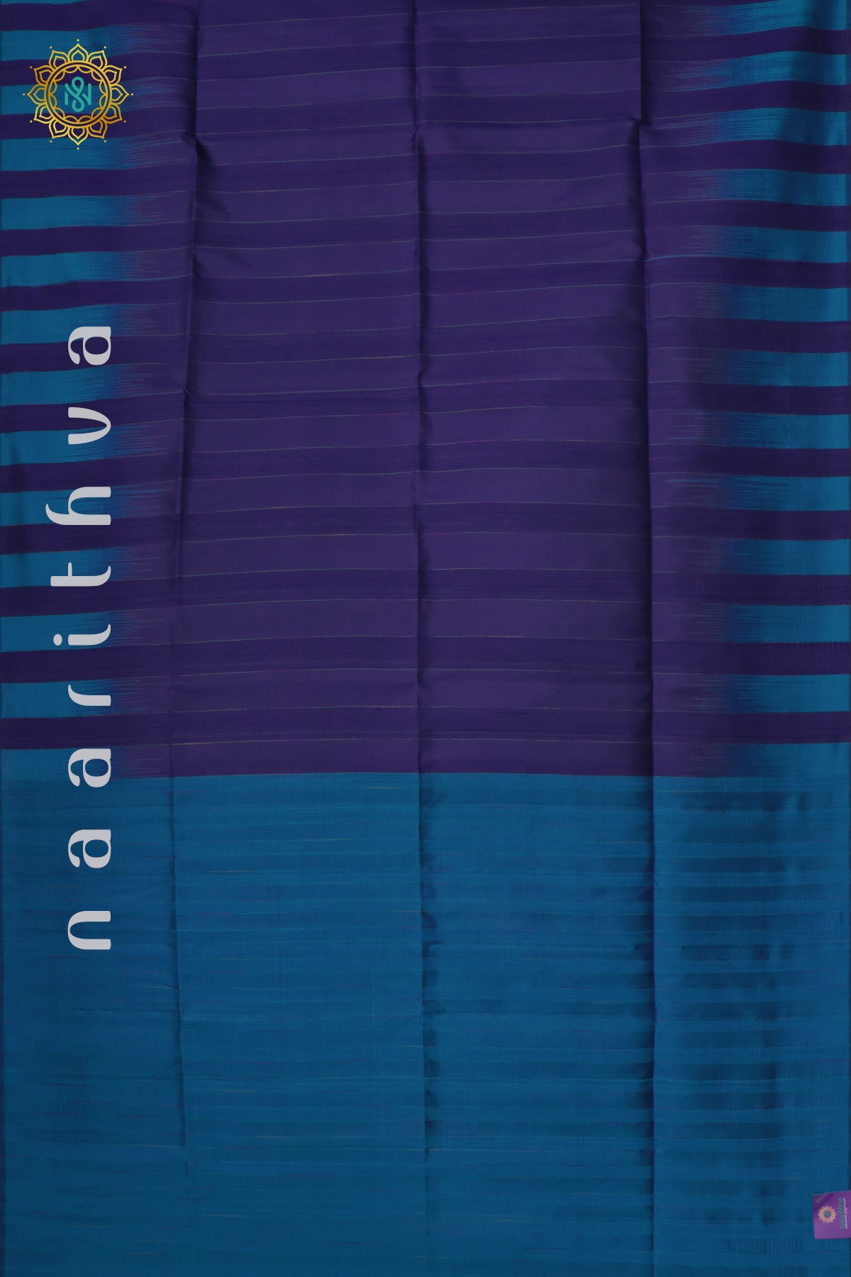 NAVY BLUE WITH SKY BLUE - PURE KANJIVARAM SOFT SILK