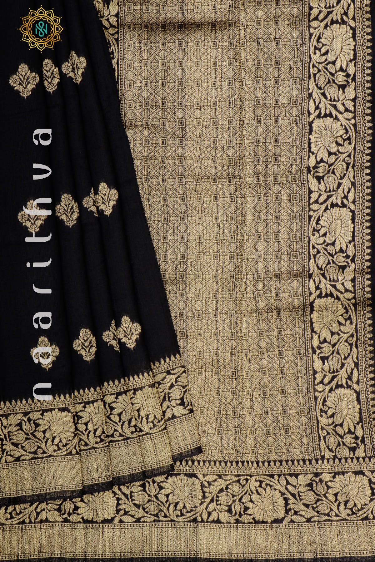 BLACK - SEMI RAW SILK