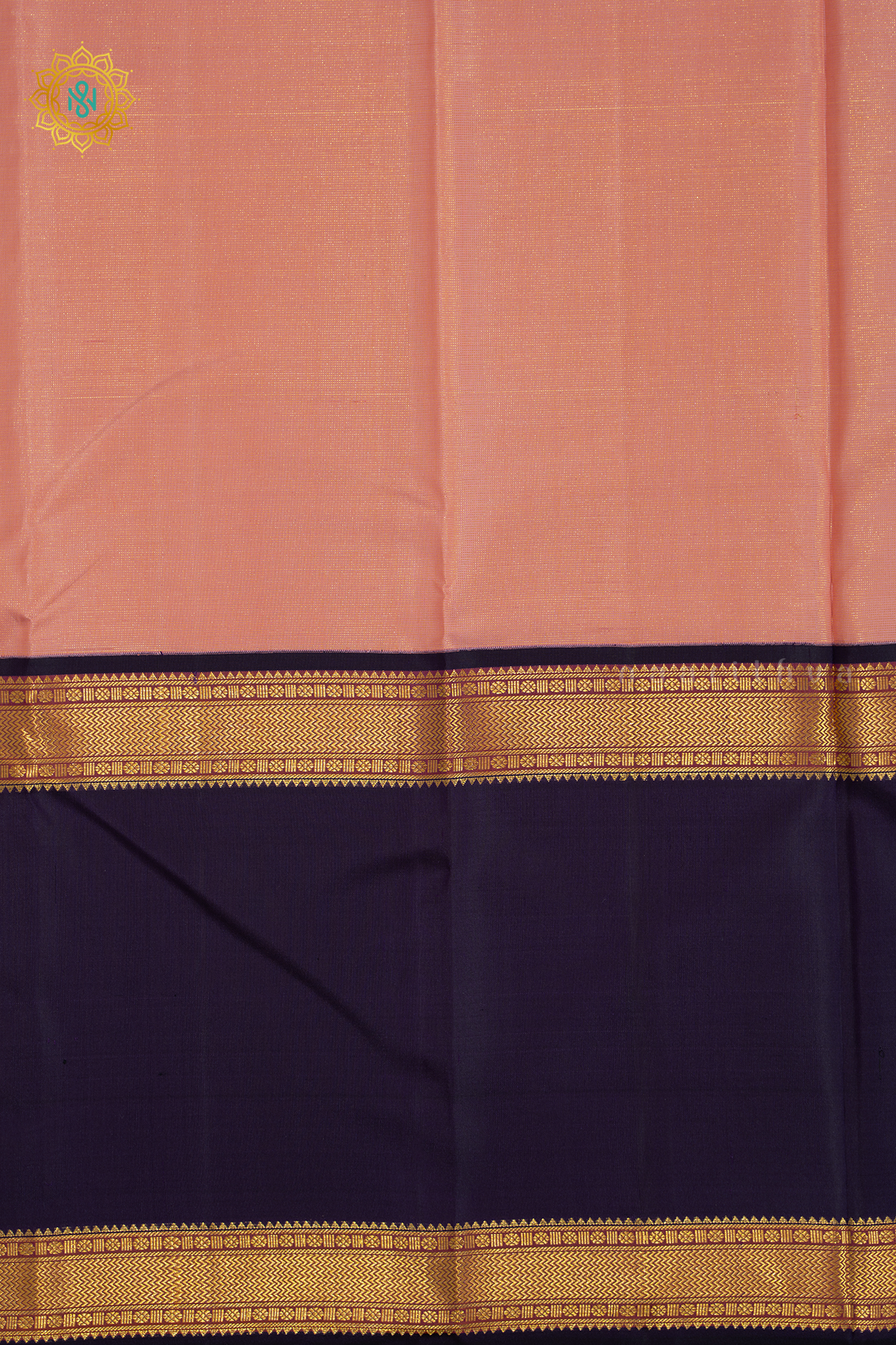 PEACH WITH DEEP WINE - PURE KANJIVARAM SILK