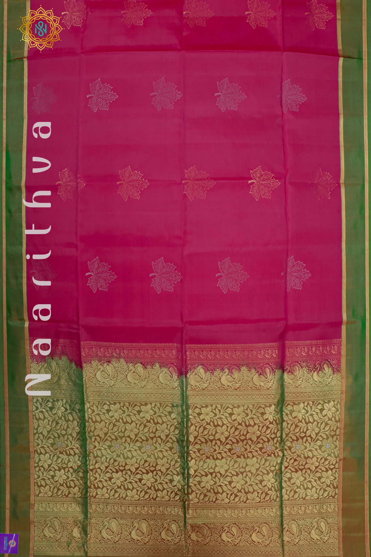 PINK WITH GREEN - PURE KANJIVARAM SOFT SILK