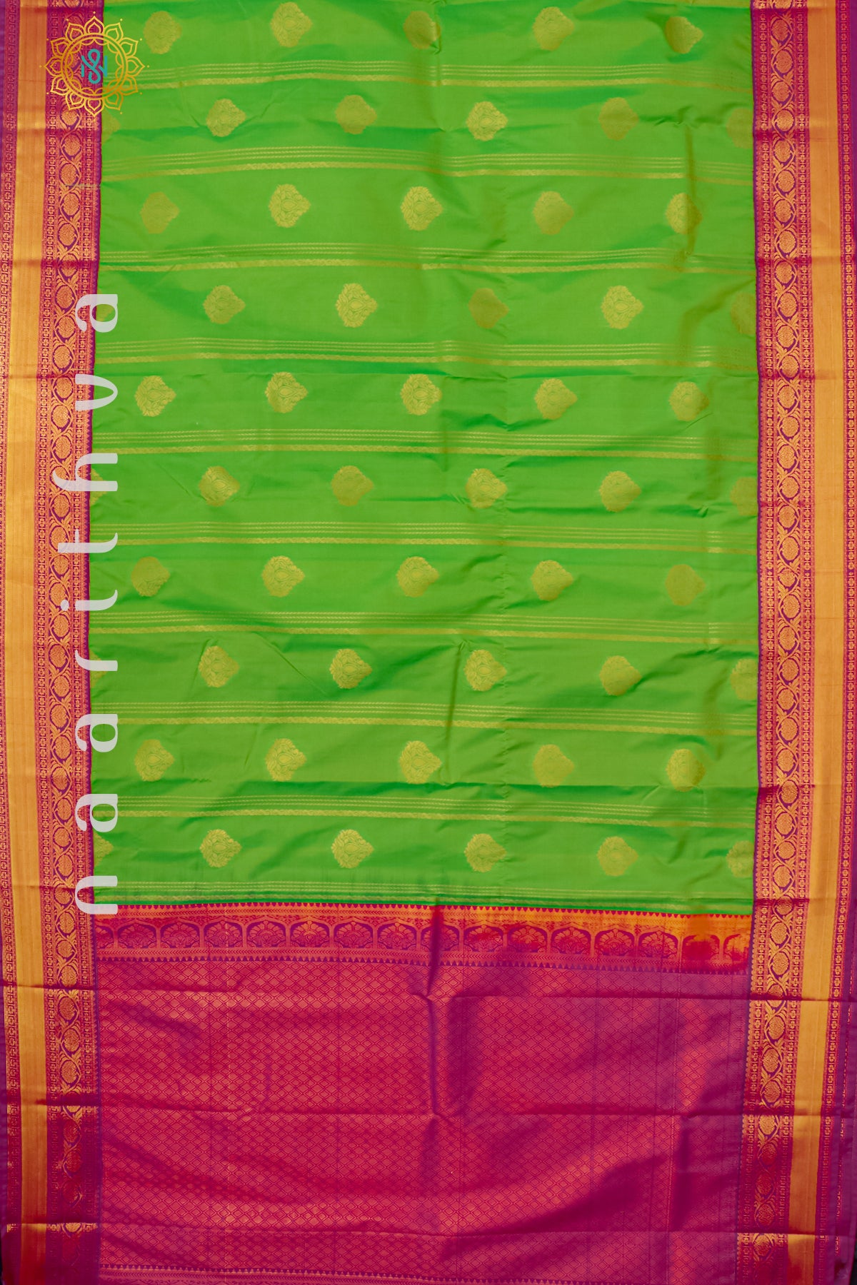 PARROT GREEN WITH PINK - SEMI KANCHI