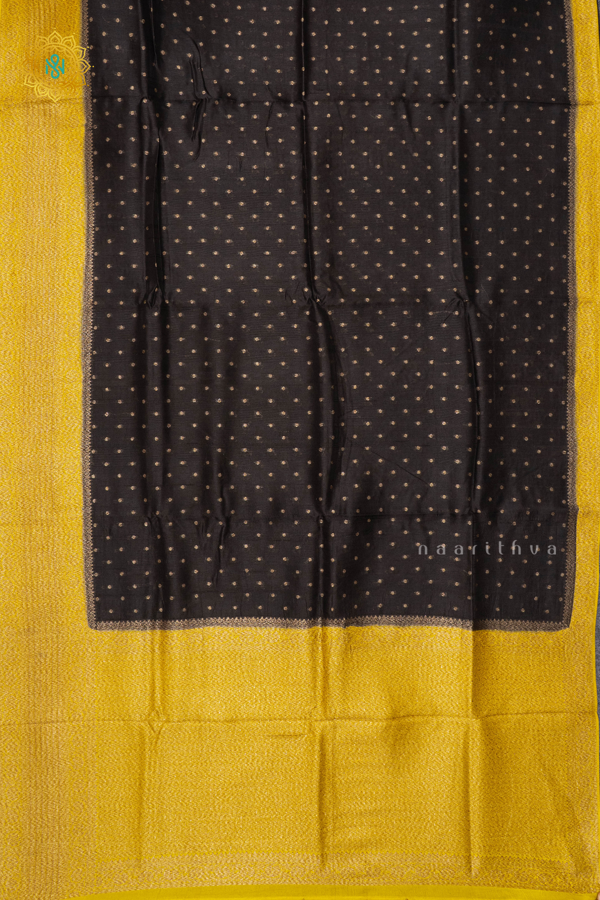 BLACK WITH YELLOW - SEMI BANRASI RAW SILK