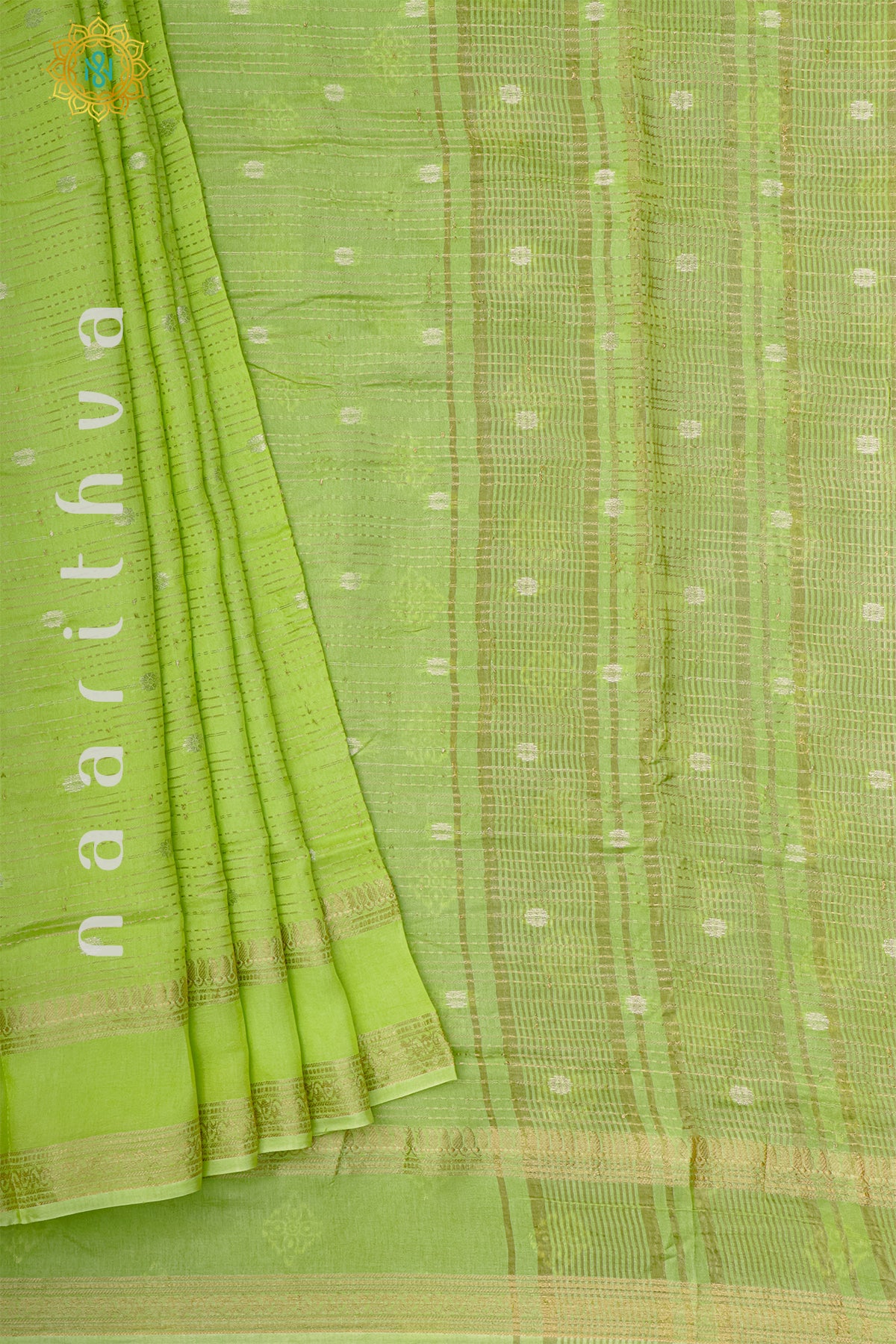 PARROT GREEN WITH GREEN - DOLA SILK