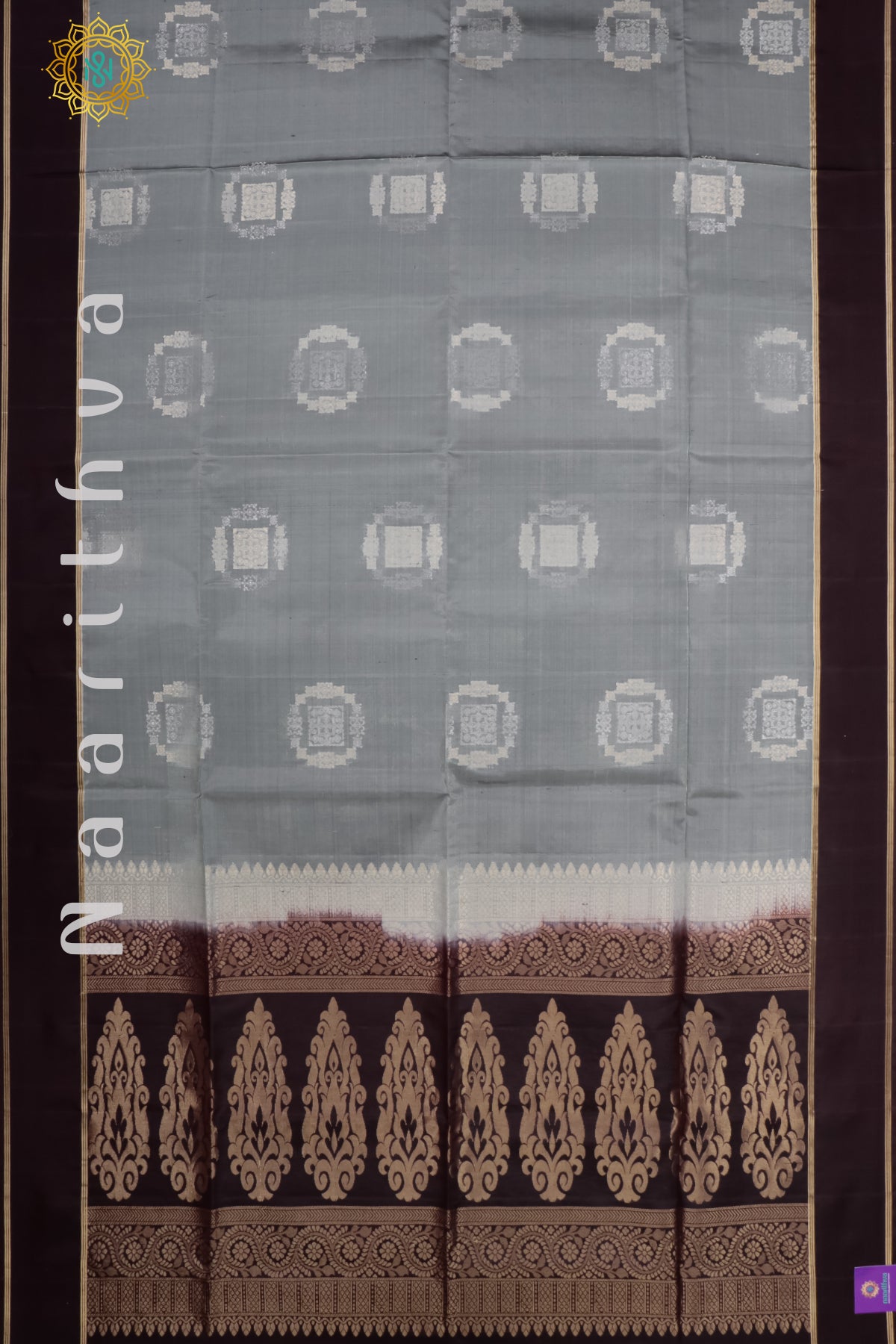 GREY WITH DEEP WINE - PURE KANJIVARAM SOFT SILK