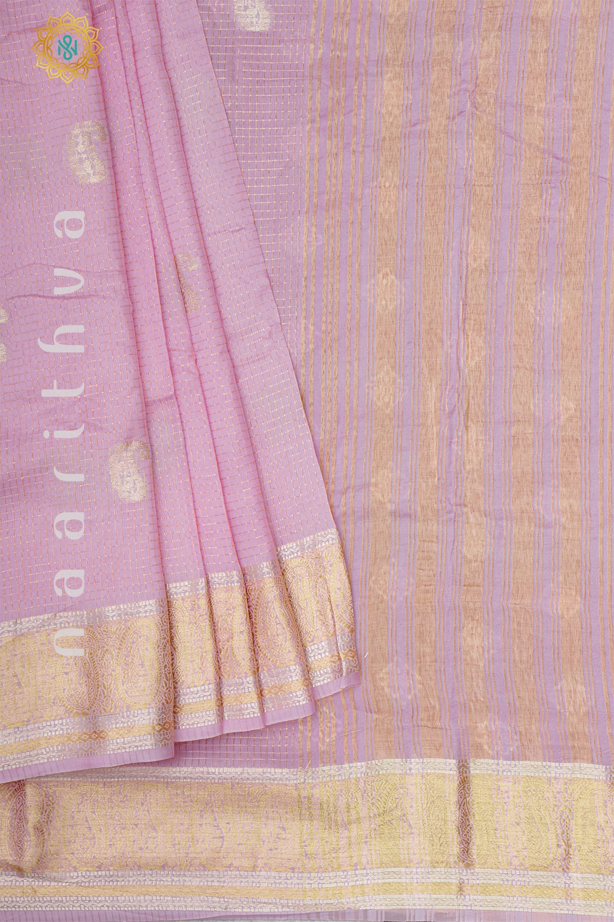 LIGHT PINK WITH RANI PINK - DOLA SILK