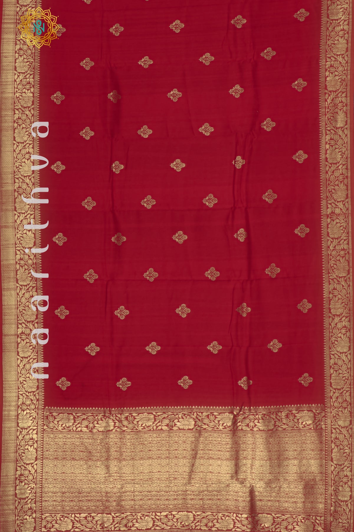 RED - SEMI RAW SILK