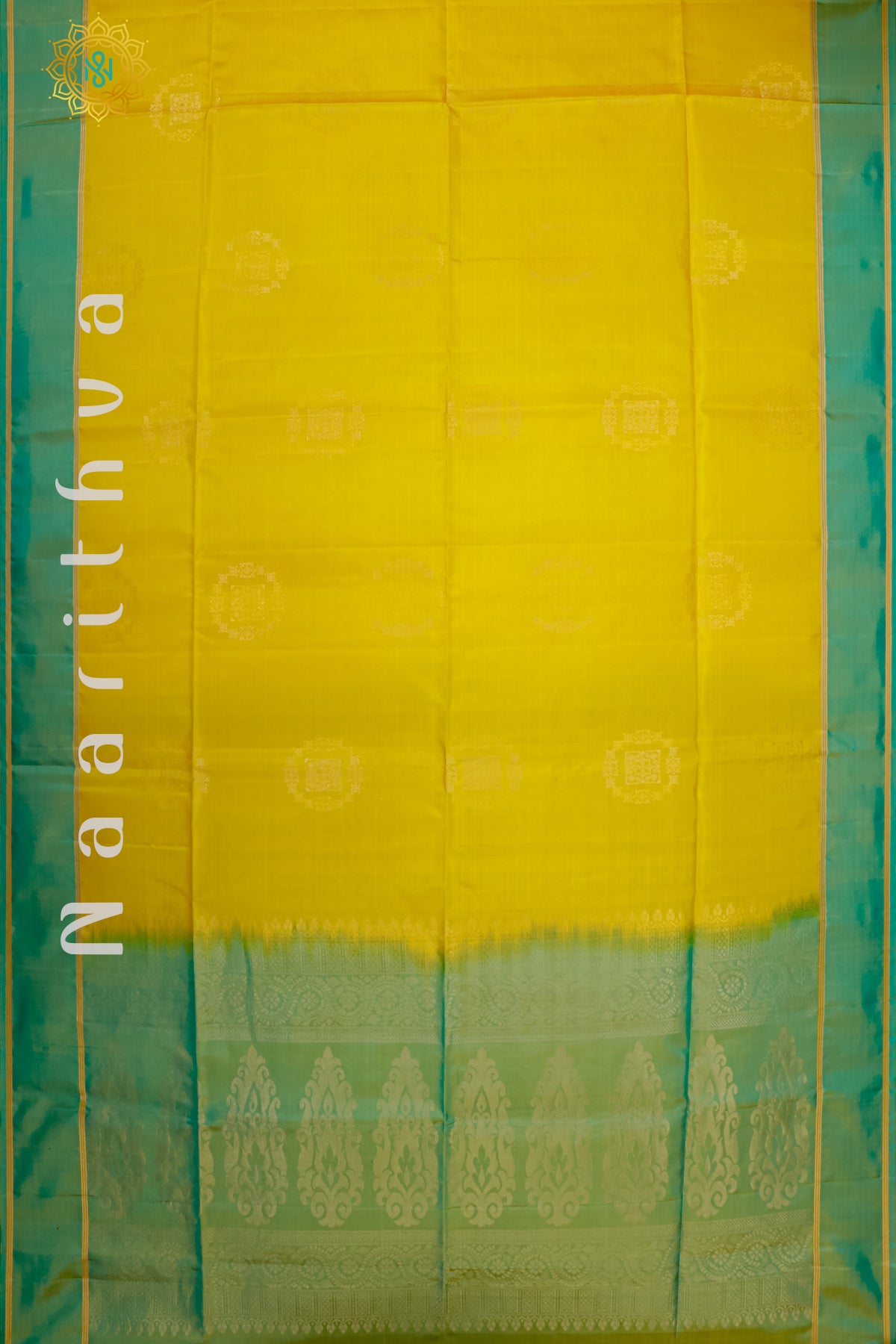 YELLOW WITH DUAL SHADE OF GREEN - PURE KANJIVARAM SOFT SILK