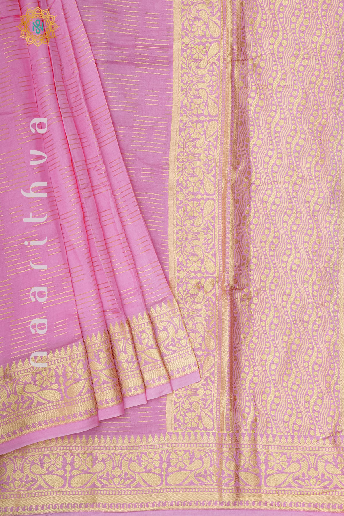 LIGHT PINK WITH RANI PINK - DOLA SILK