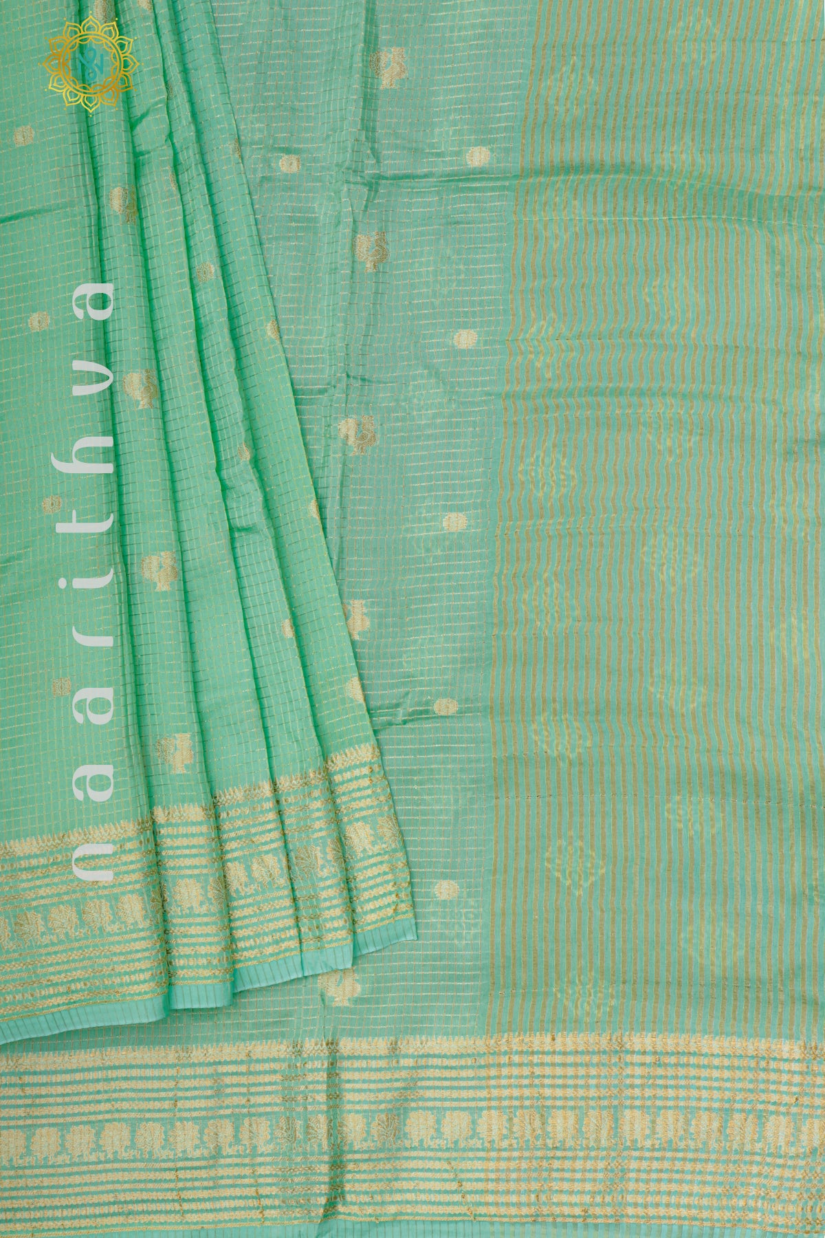 AQUA GREEN WITH TEAL BLUE - DOLA SILK