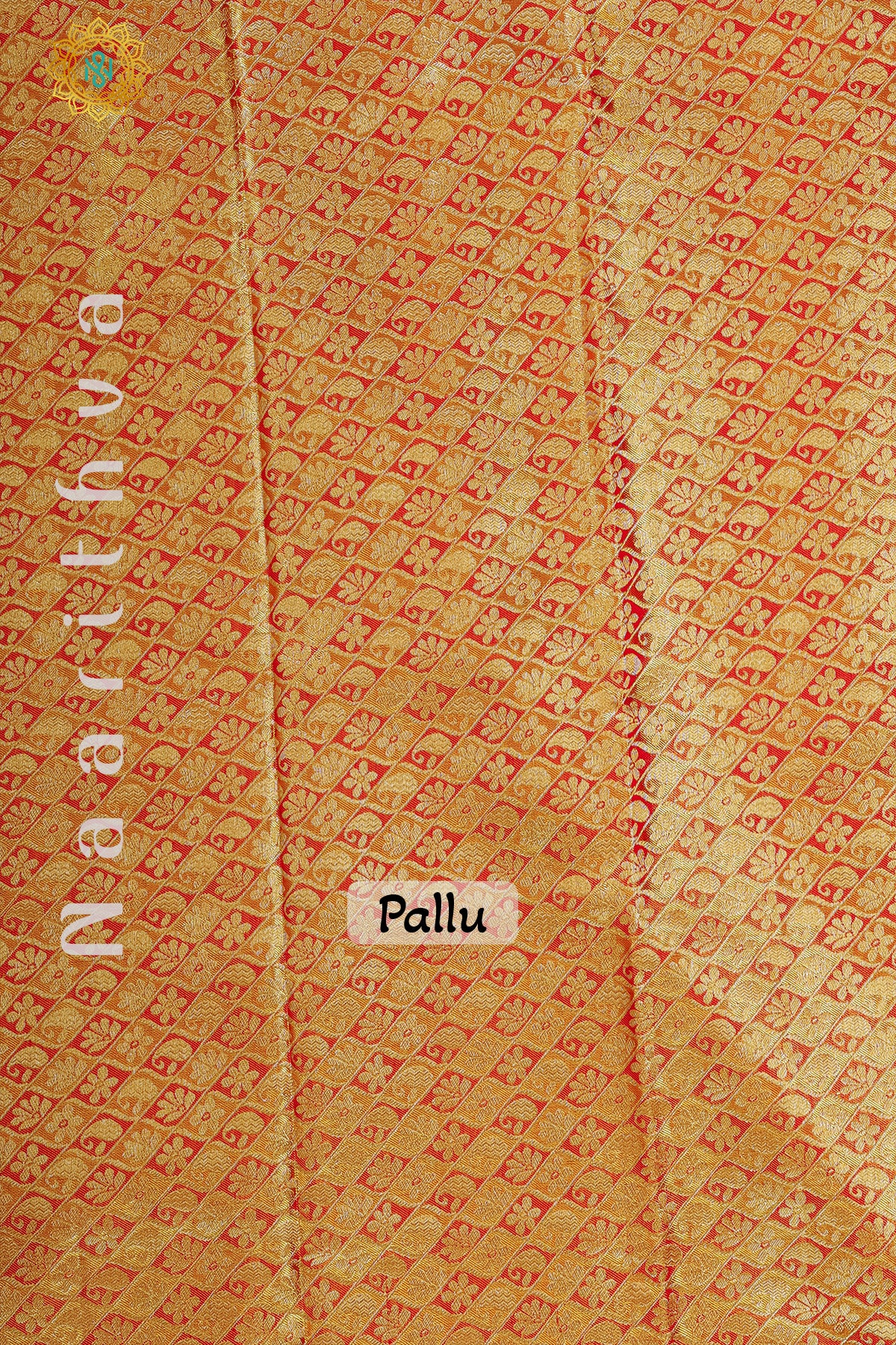 GOLD TISSUE WITH RED - PURE KANJIVARAM SILK