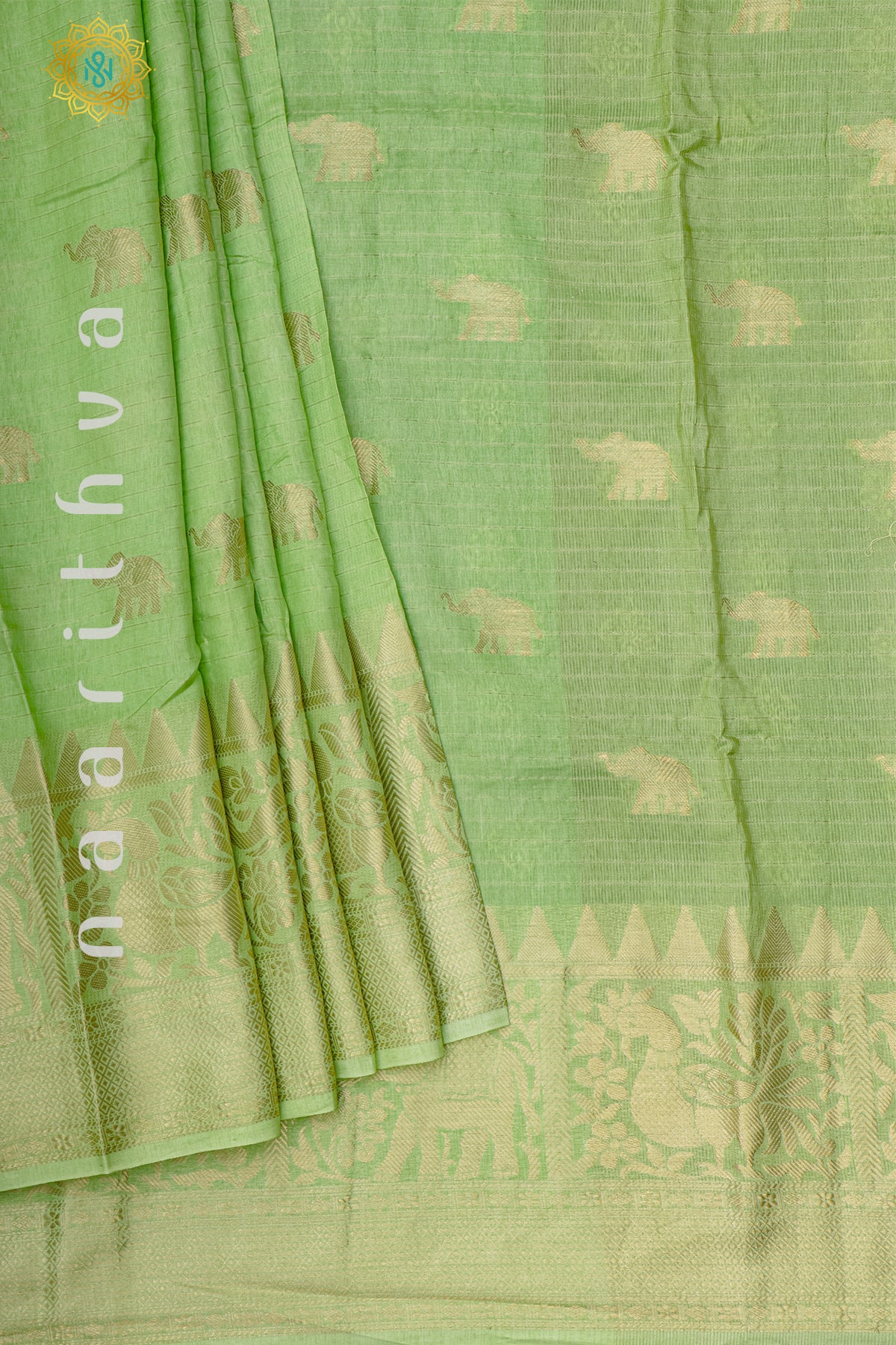 LIGHT GREEN WITH BOTTLE GREEN - DOLA SILK