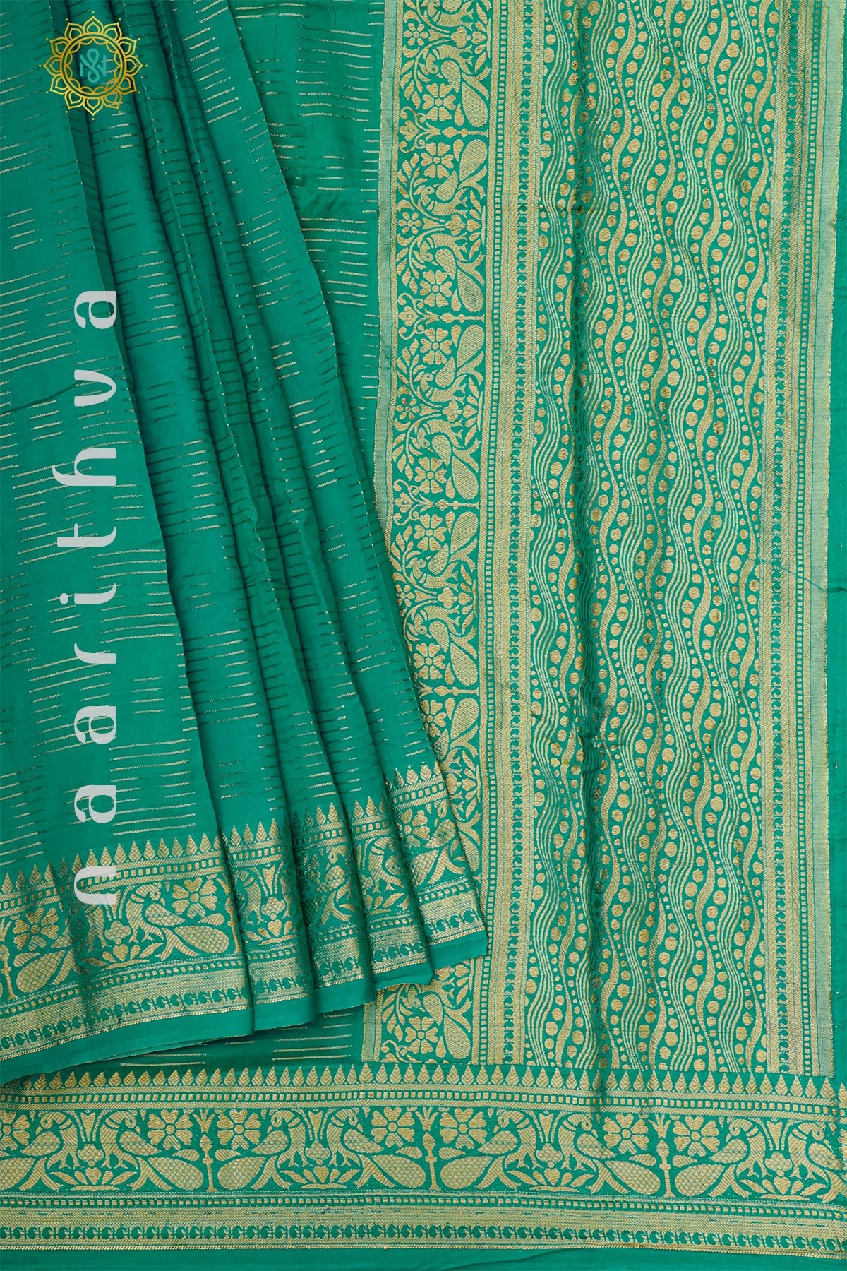 GREEN WITH NAVY BLUE - DOLA SILK