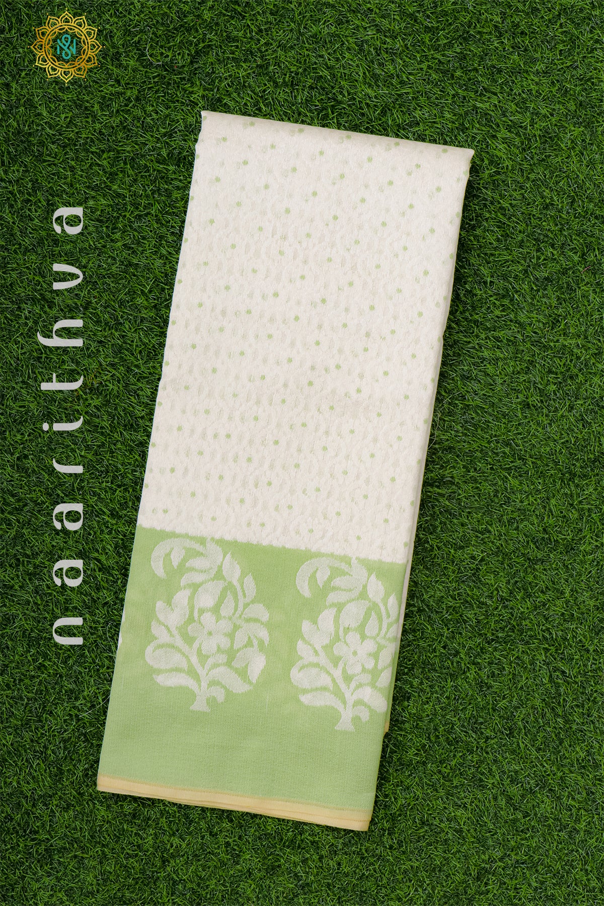 WHITE WITH GREEN - KOTA COTTON