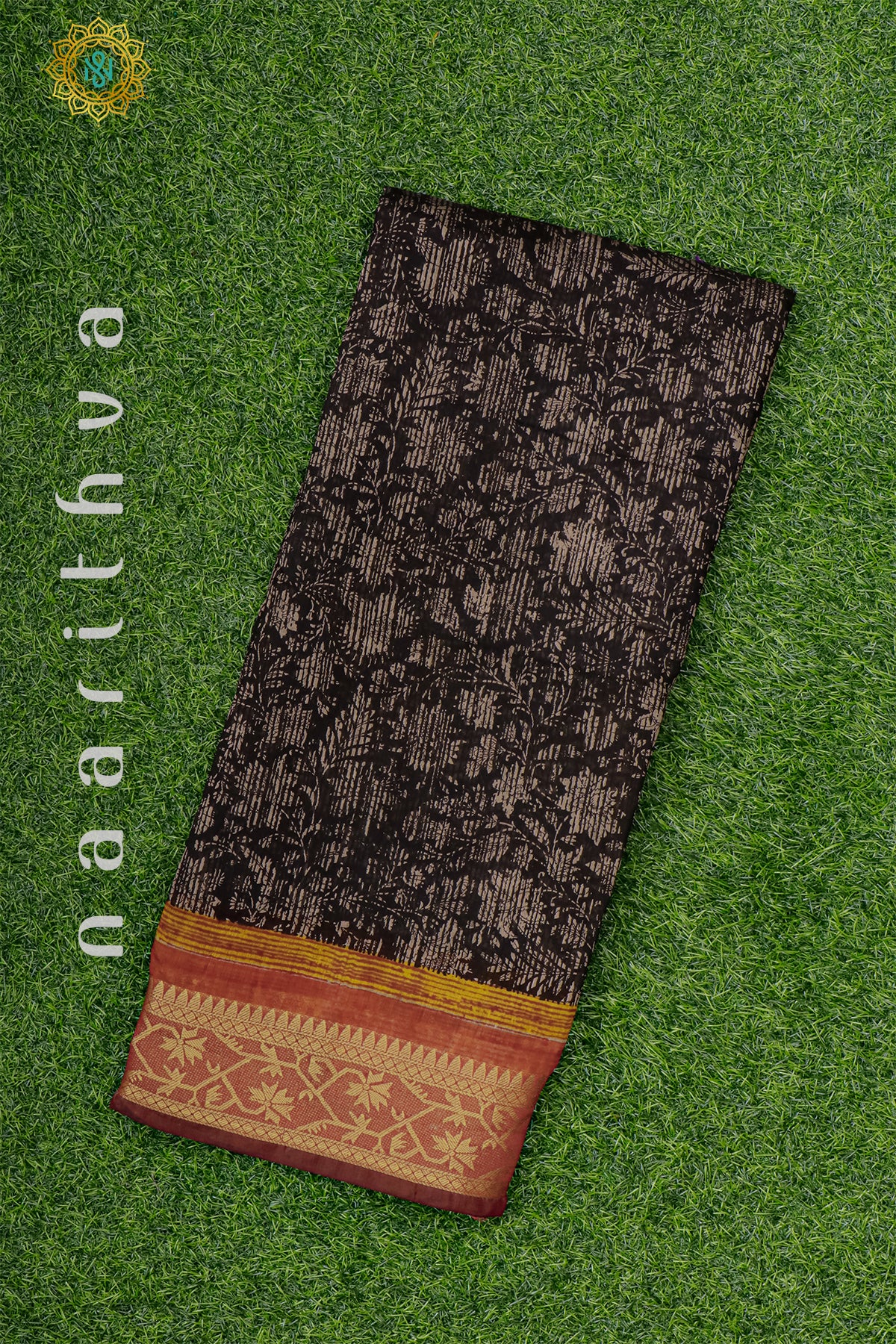 BLACK WITH MAROON - CHANDERI SILK COTTON