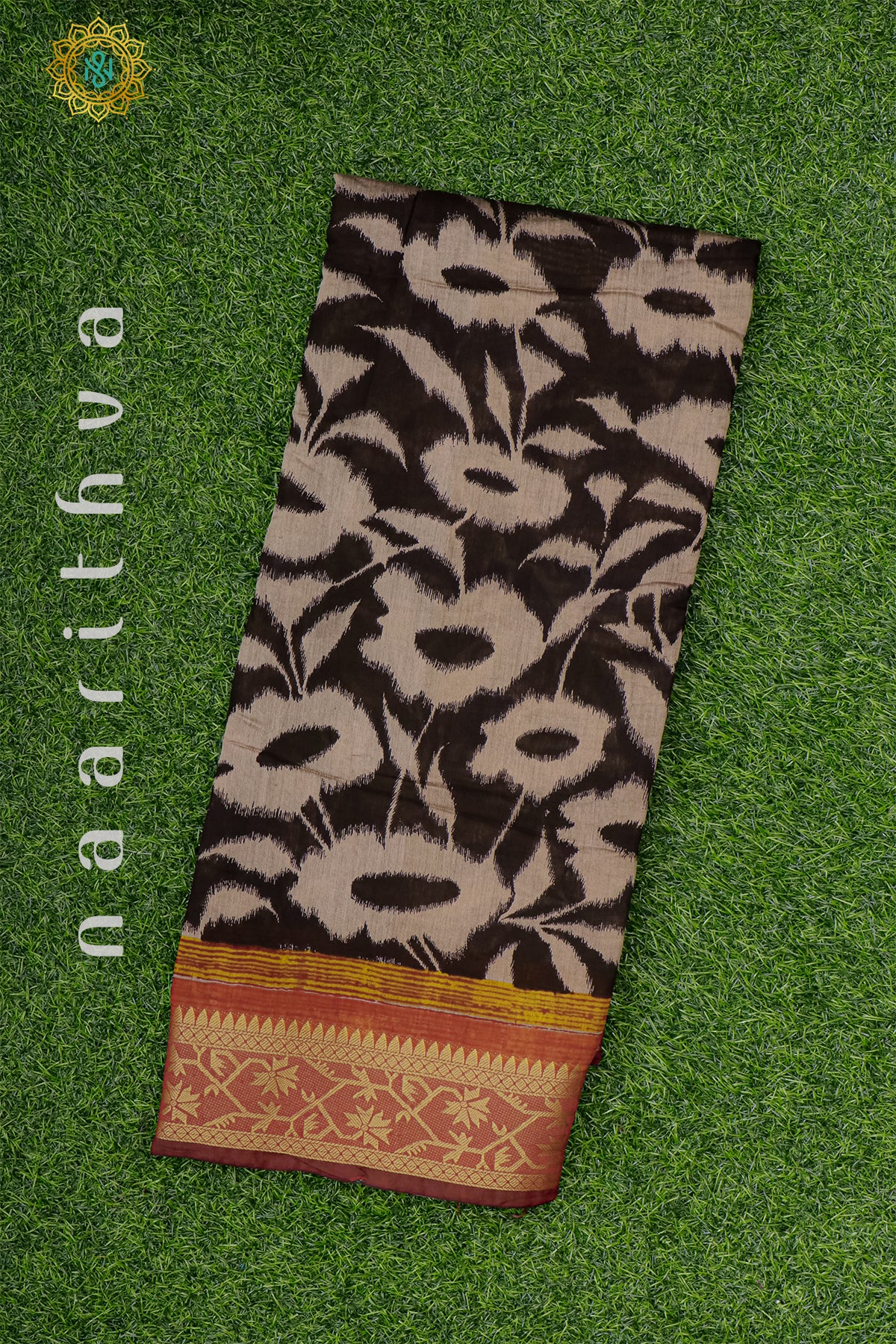 BLACK WITH MAROON - CHANDERI SILK COTTON