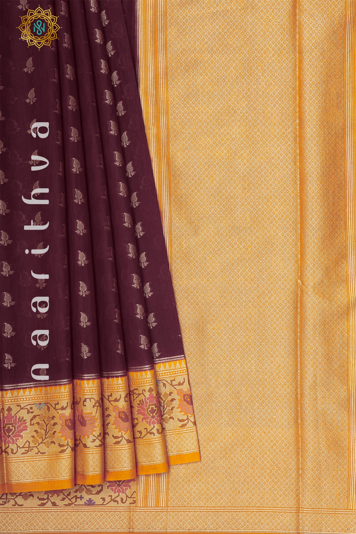 MAROON WITH ORANGE - JUTE COTTON