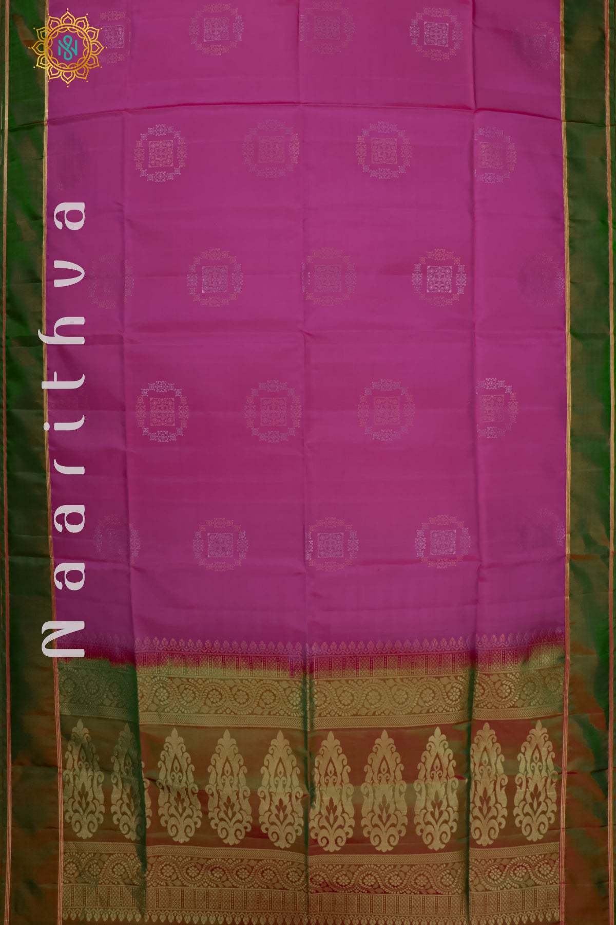 PINK WITH DUAL SHADE OF GREEN - PURE KANJIVARAM SOFT SILK