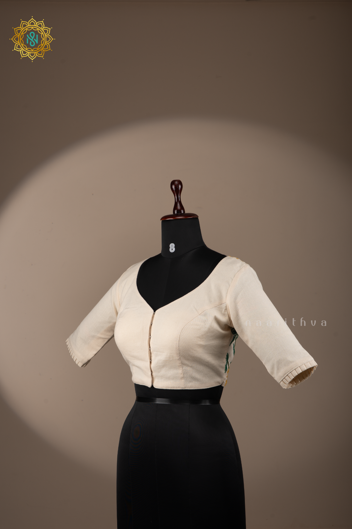 OFF WHITE - LINEN READY MADE BLOUSE WITH HAND EMBROIDERY