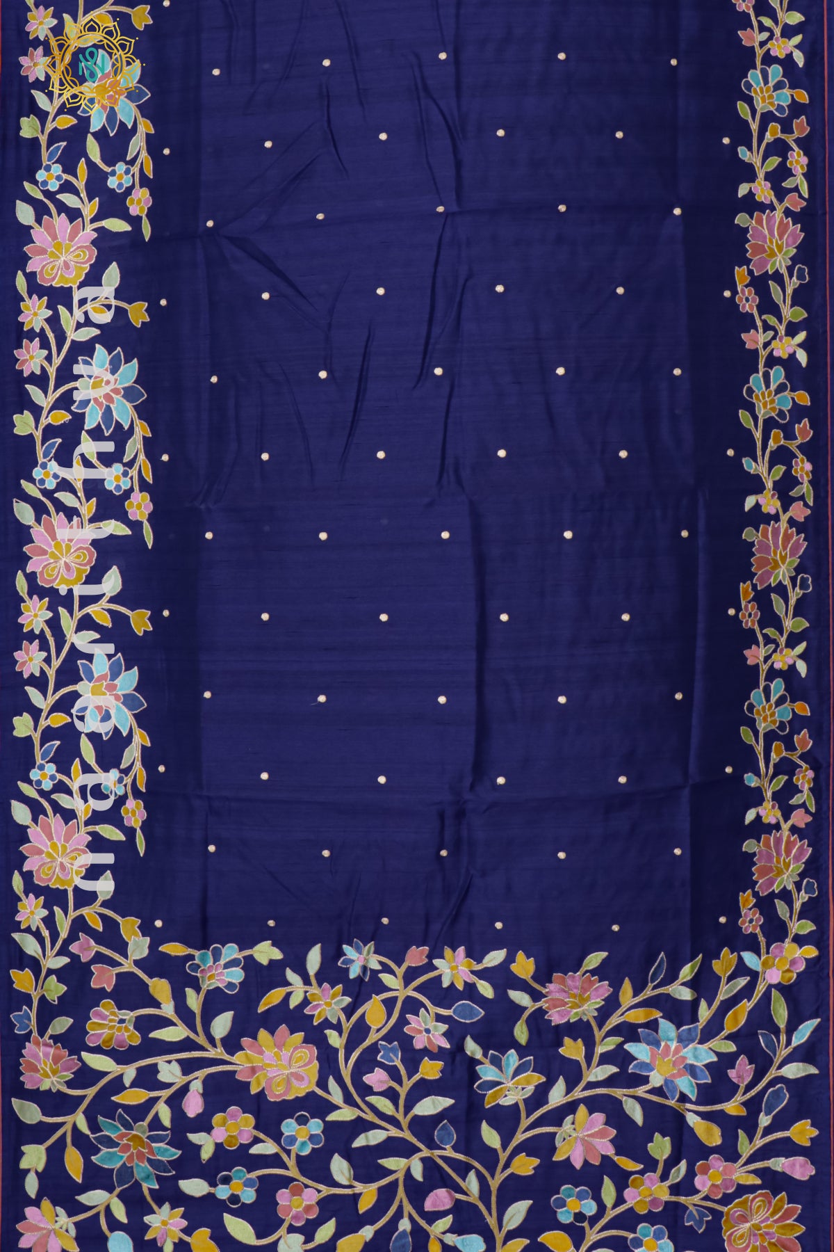 BLUE - SEMI TUSSAR SILK WITH EMBROIDERY