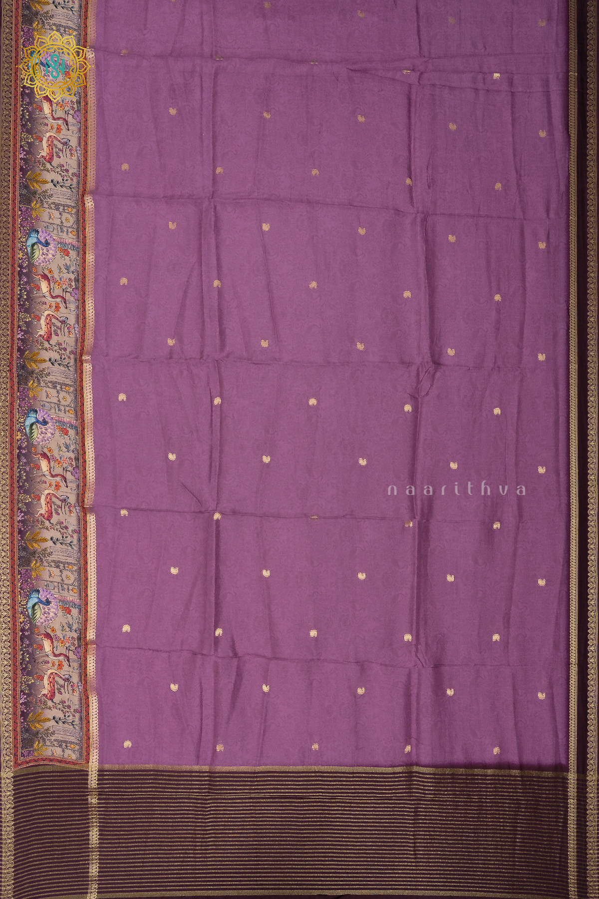 LIGHT PINK WITH WINE - SEMI CREPE SILK