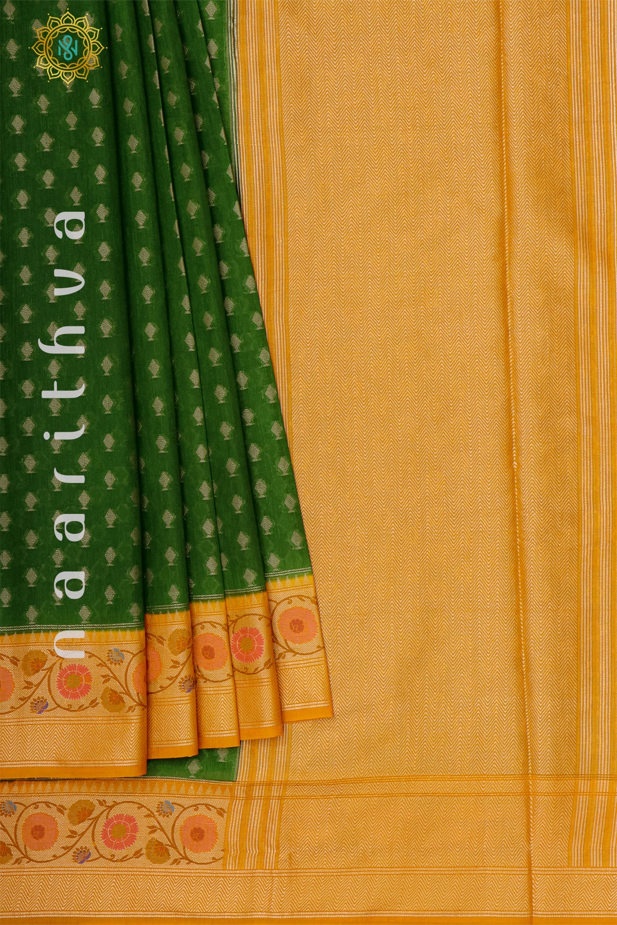 GREEN WITH YELLOW - JUTE COTTON