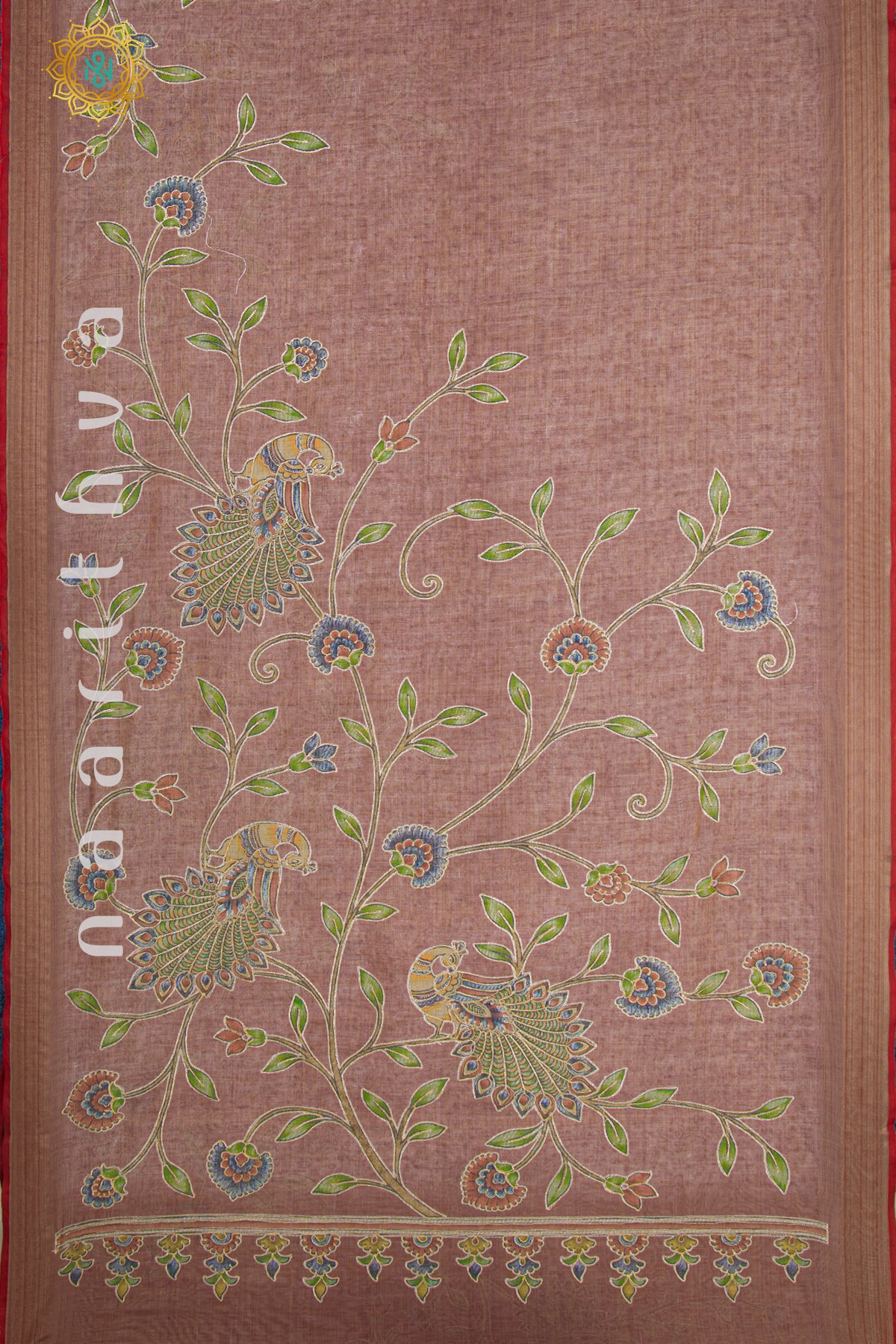 PEACH - KALAMKARI LINEN TISSUE