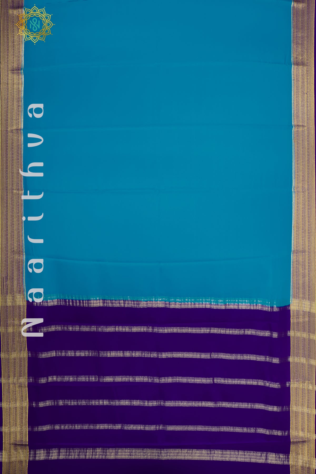 BLUE WITH NVAY BLUE - MYSORE CREPE SILK