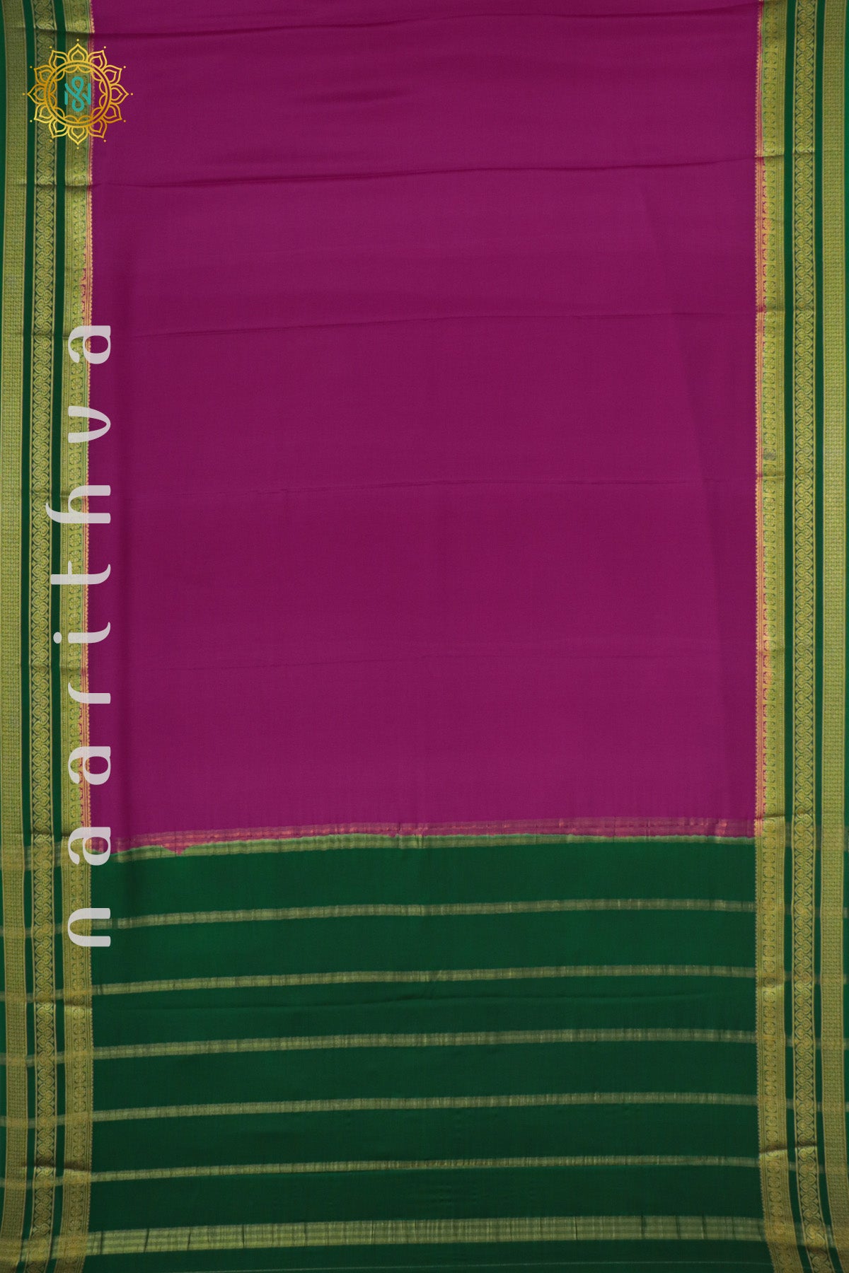 PINK WITH GREEN - PURE MYSORE CREPE SILK