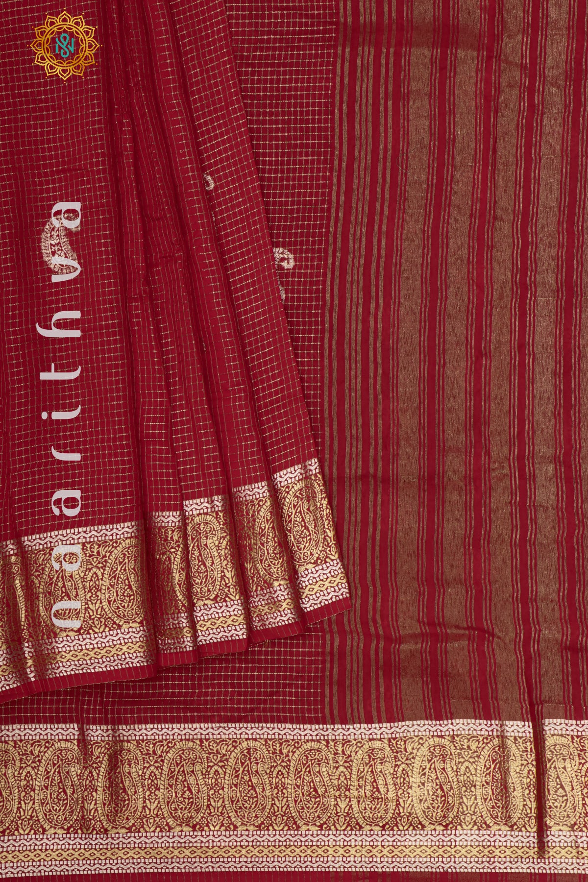 RED WITH GREEN - DOLA SILK