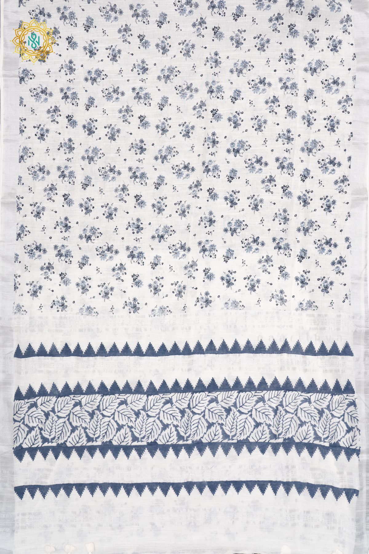 WHITE WITH BLUE - LINEN BY COTTON