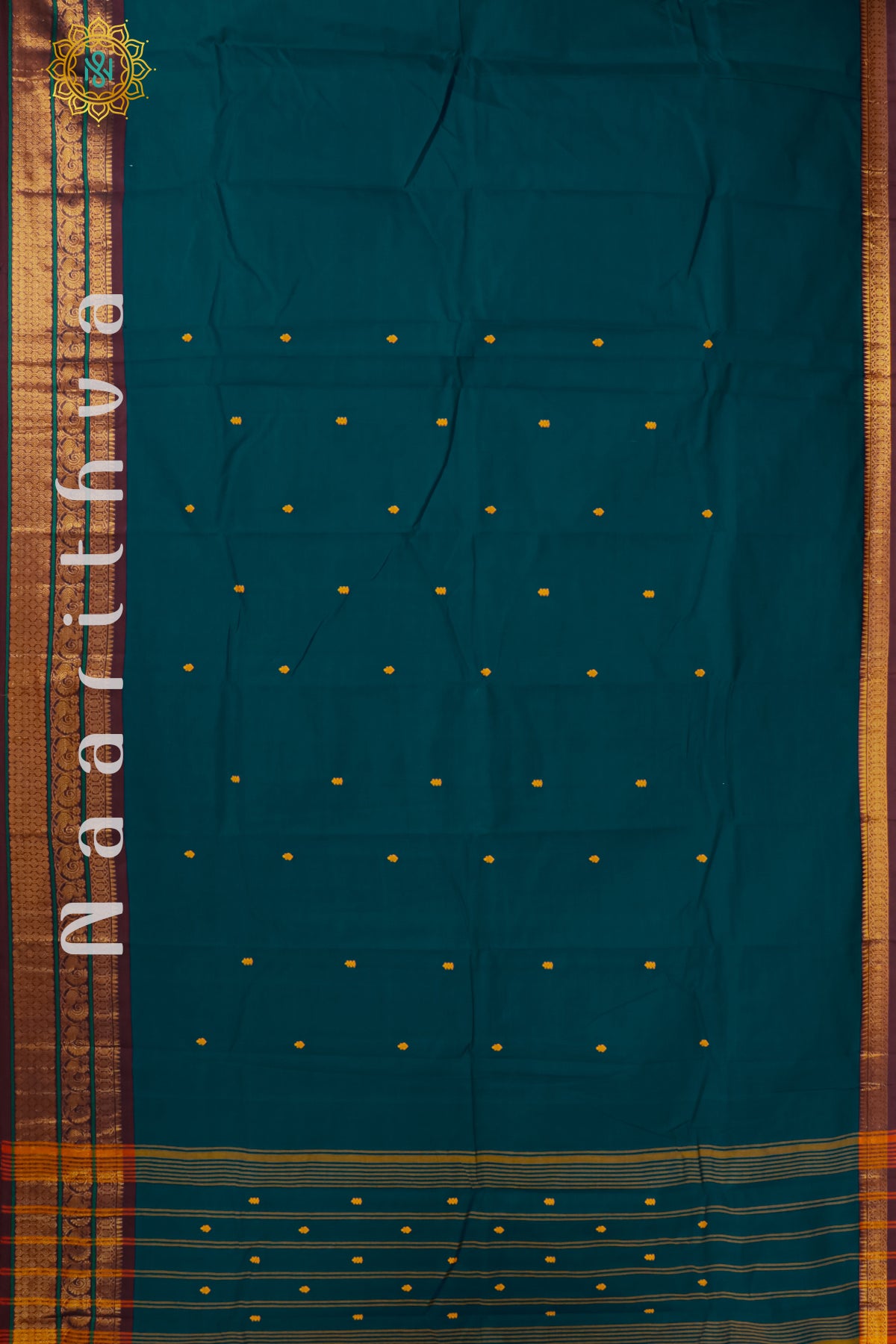 PEACOCK GREEN WITH MAROON - CHETTINAD COTTON