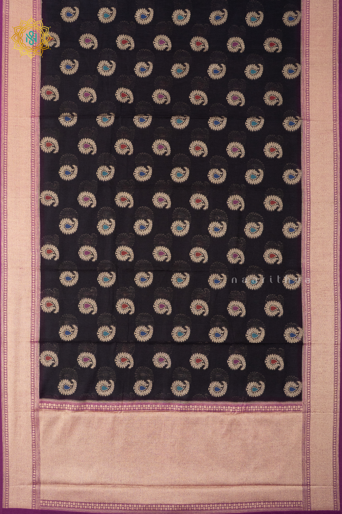 BLACK WITH MAGENTA - JUTE COTTON