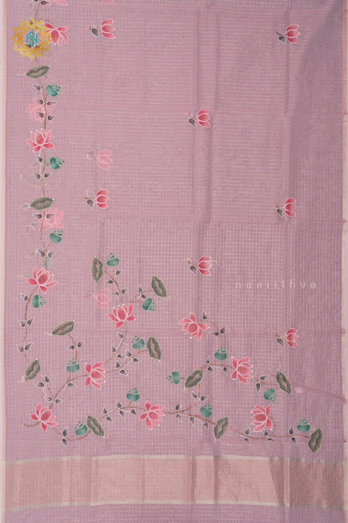 LIGHT PINK - ORGANZA WITH KATHA WORK