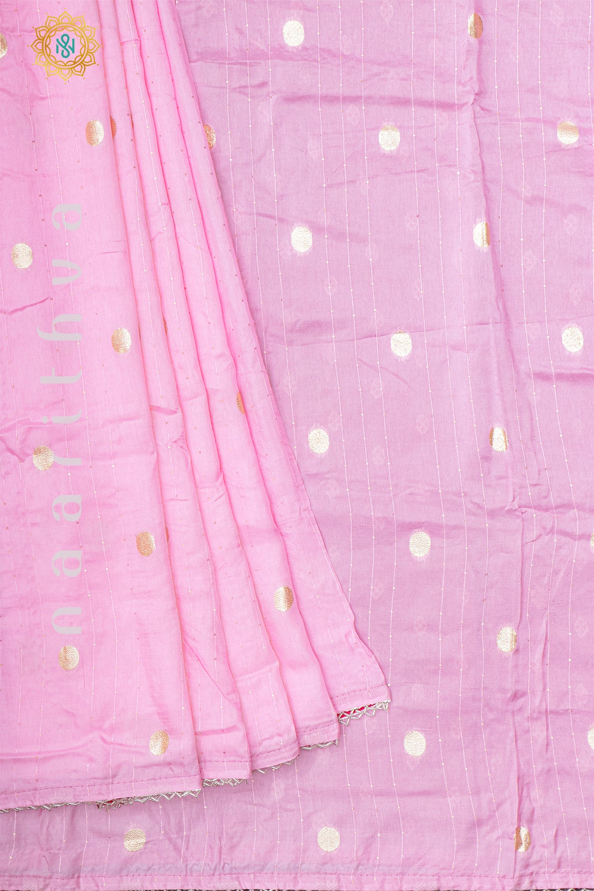 LIGHT PINK WITH RANI PINK - SEMI CREPE SILK