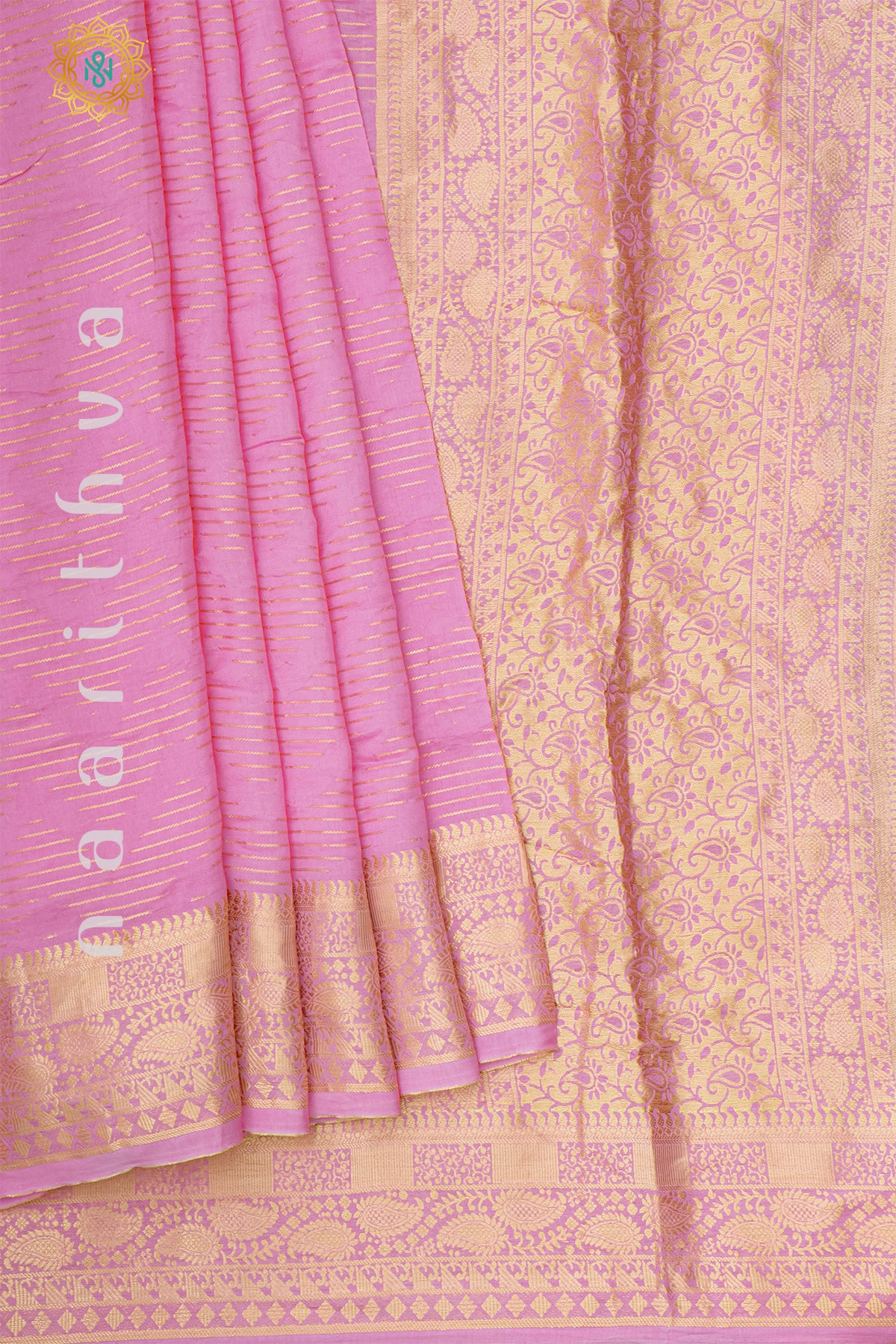 LIGHT PINK WITH RANI PINK - DOLA SILK