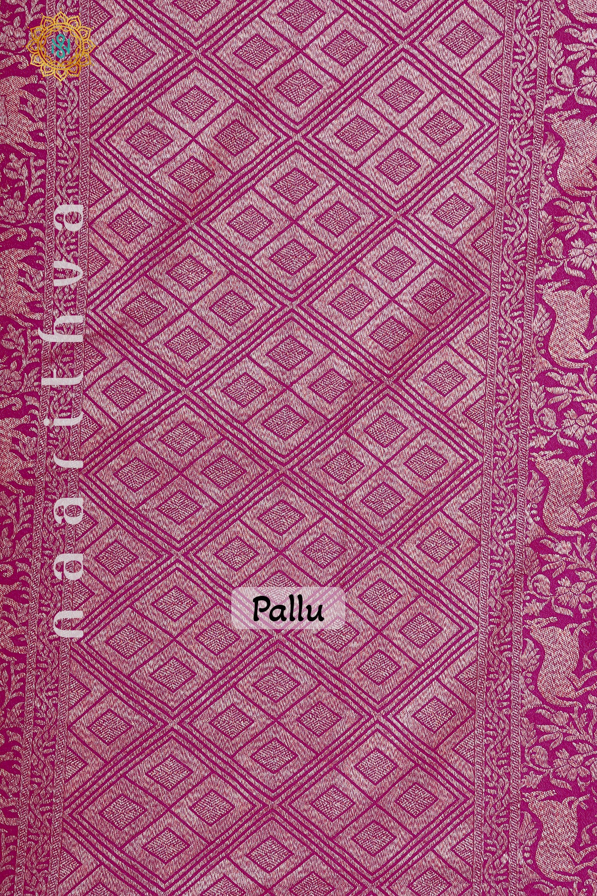 BLUE WITH PINK - PURE HANDLOOM KHADDI GEORGETTE BANARAS