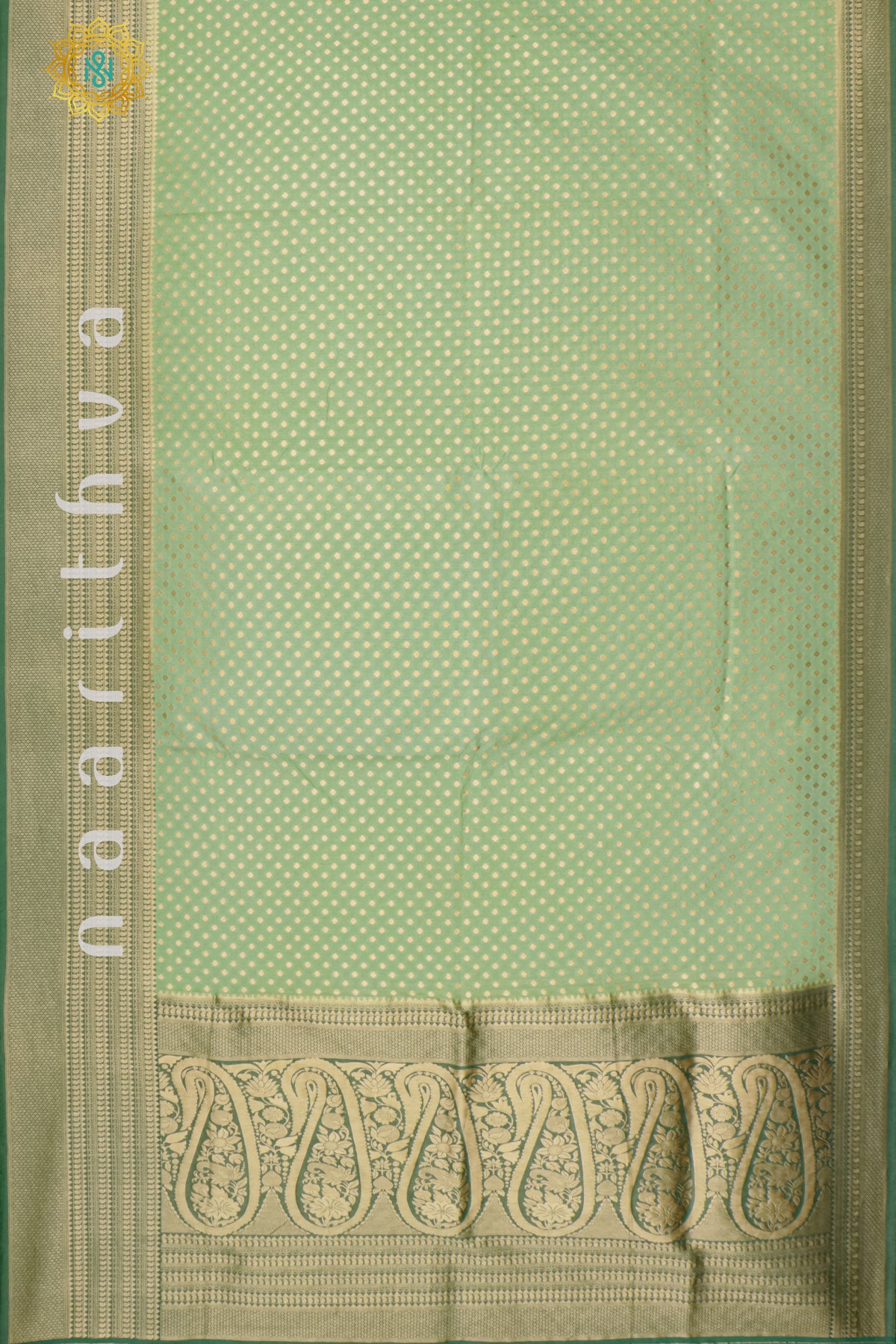 SAGE GREEN WITH GREEN - SEMI BANARASI GEORGETTE