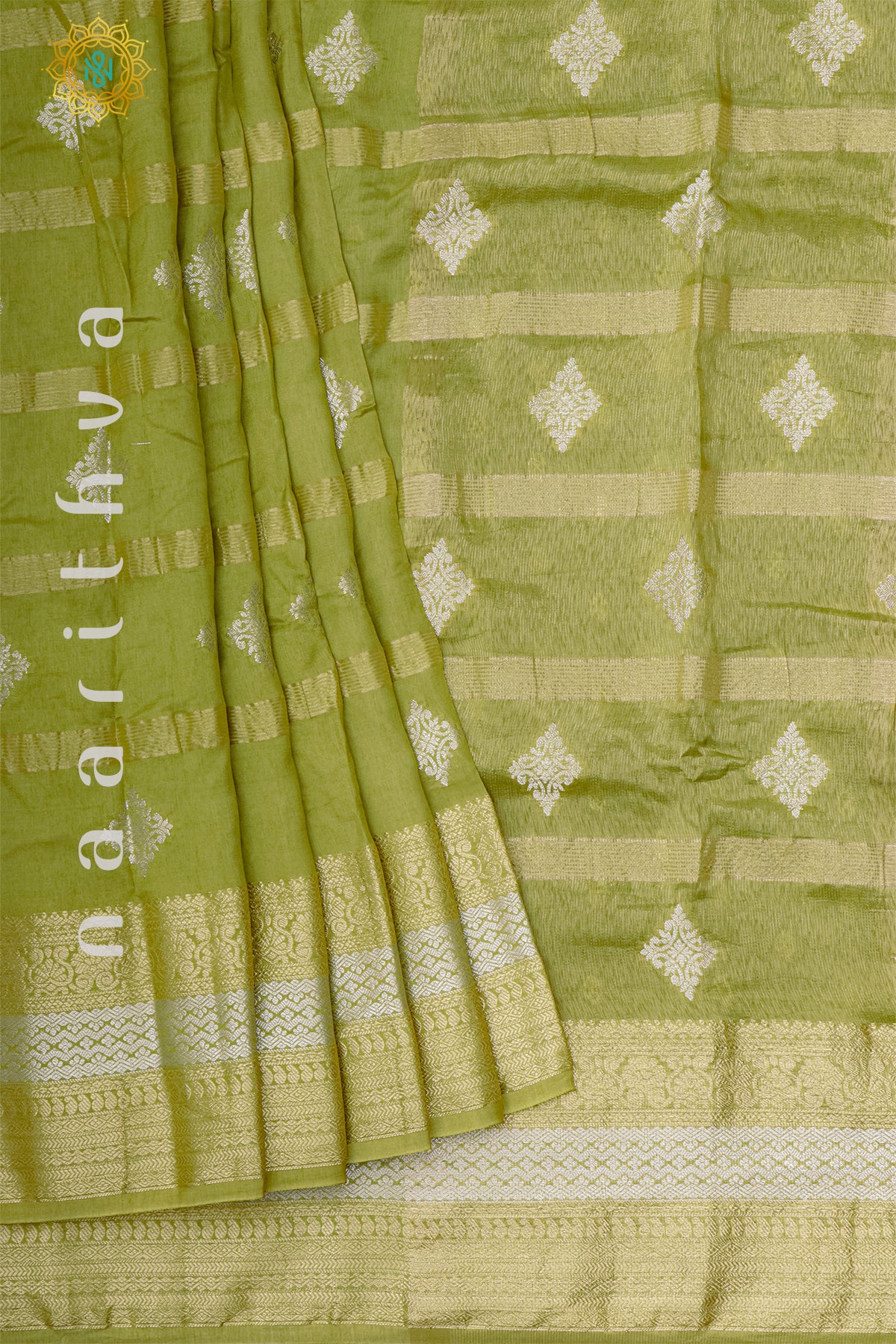 LIGHT GREEN WITH BOTTLE GREEN - DOLA SILK