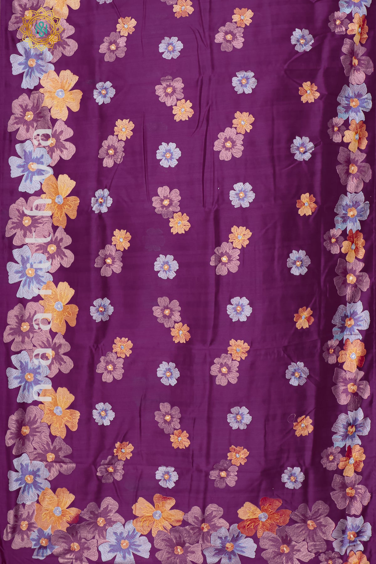 MAGENTA - SEMI TUSSAR SILK WITH EMBROIDER