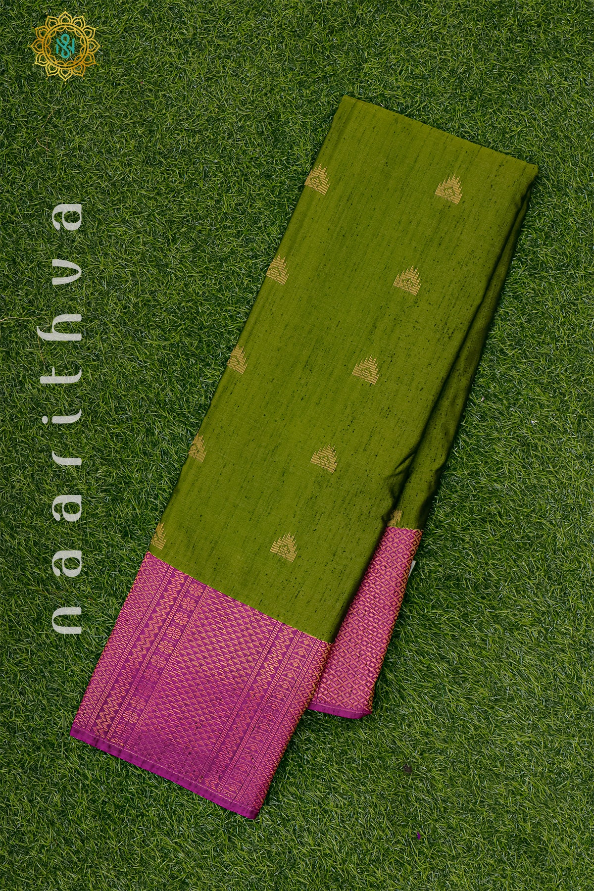 GREEN WITH PINK - SEMI KANCHI