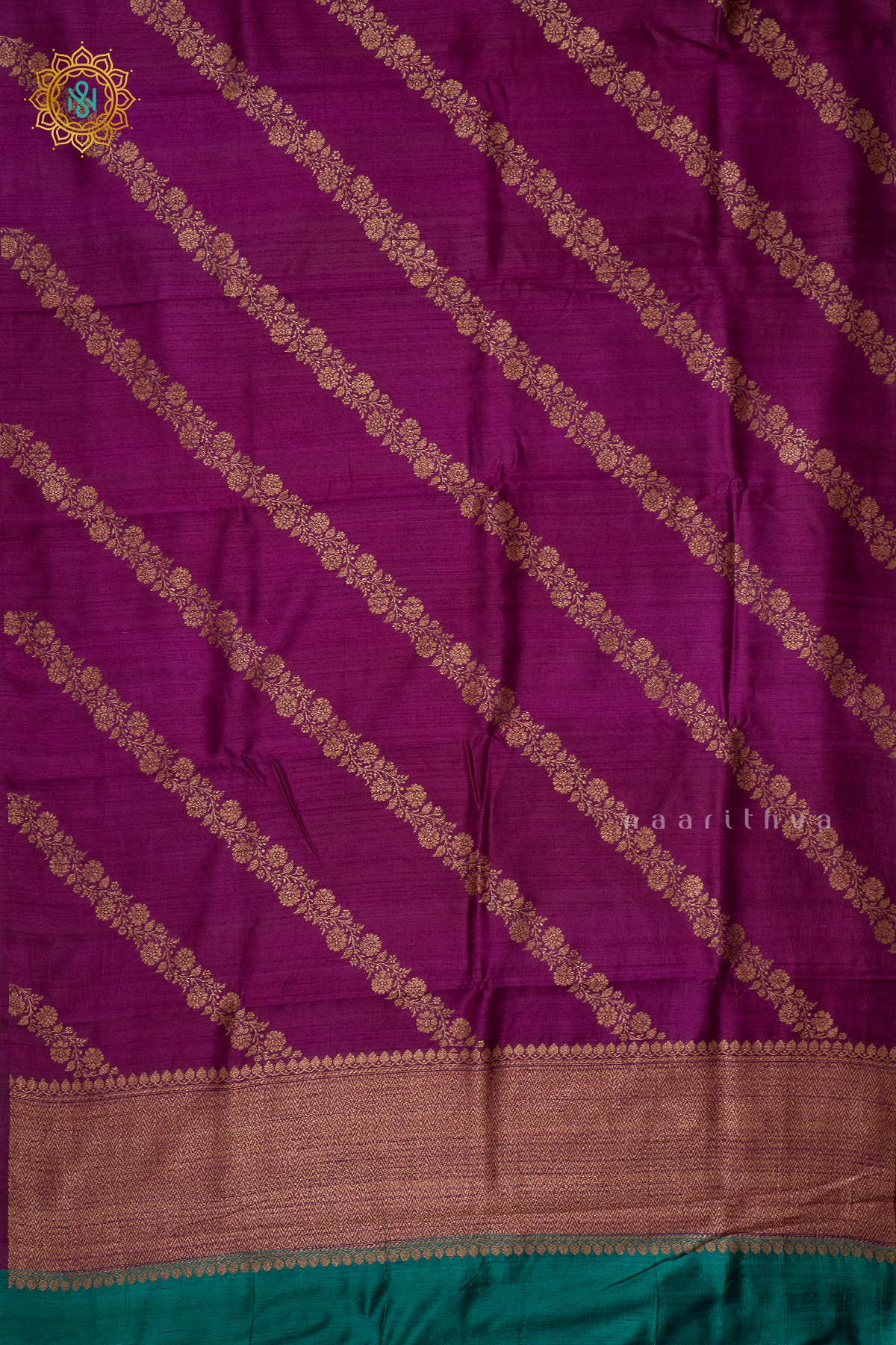 MAGENTA WITH PEACOCK GREEN - PURE BANRASI RAW SILK