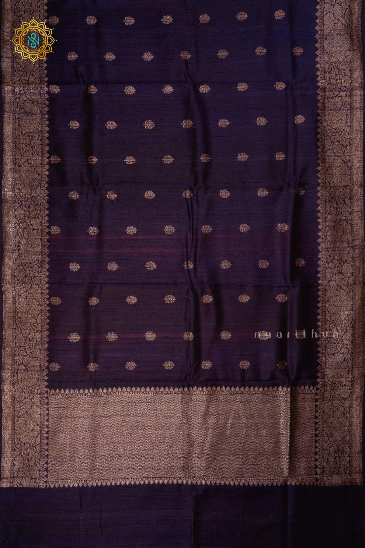 PURPLE - PURE BANARASI RAW SILK SAREE WITH ALLOVER  ZARI WOVEN BUTTAS AND  BORDER