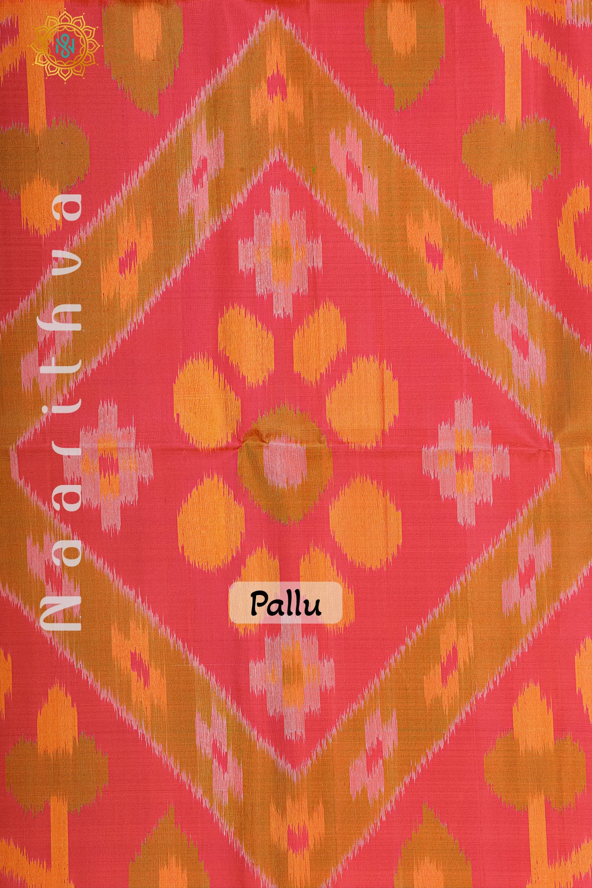 OLIVE GREEN WITH PINK - PURE IKAT SOFT SILK