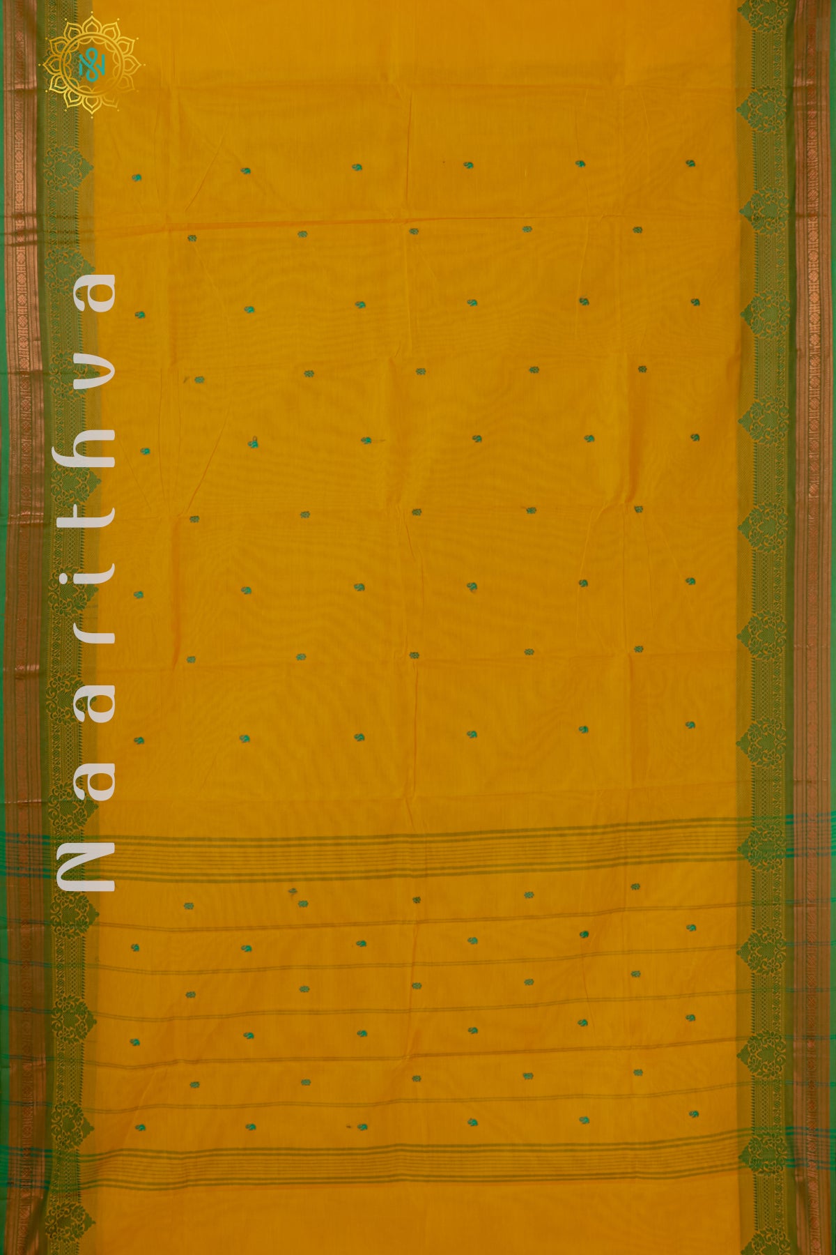 YELLOW WITH GREEN - CHETTINAD COTTON