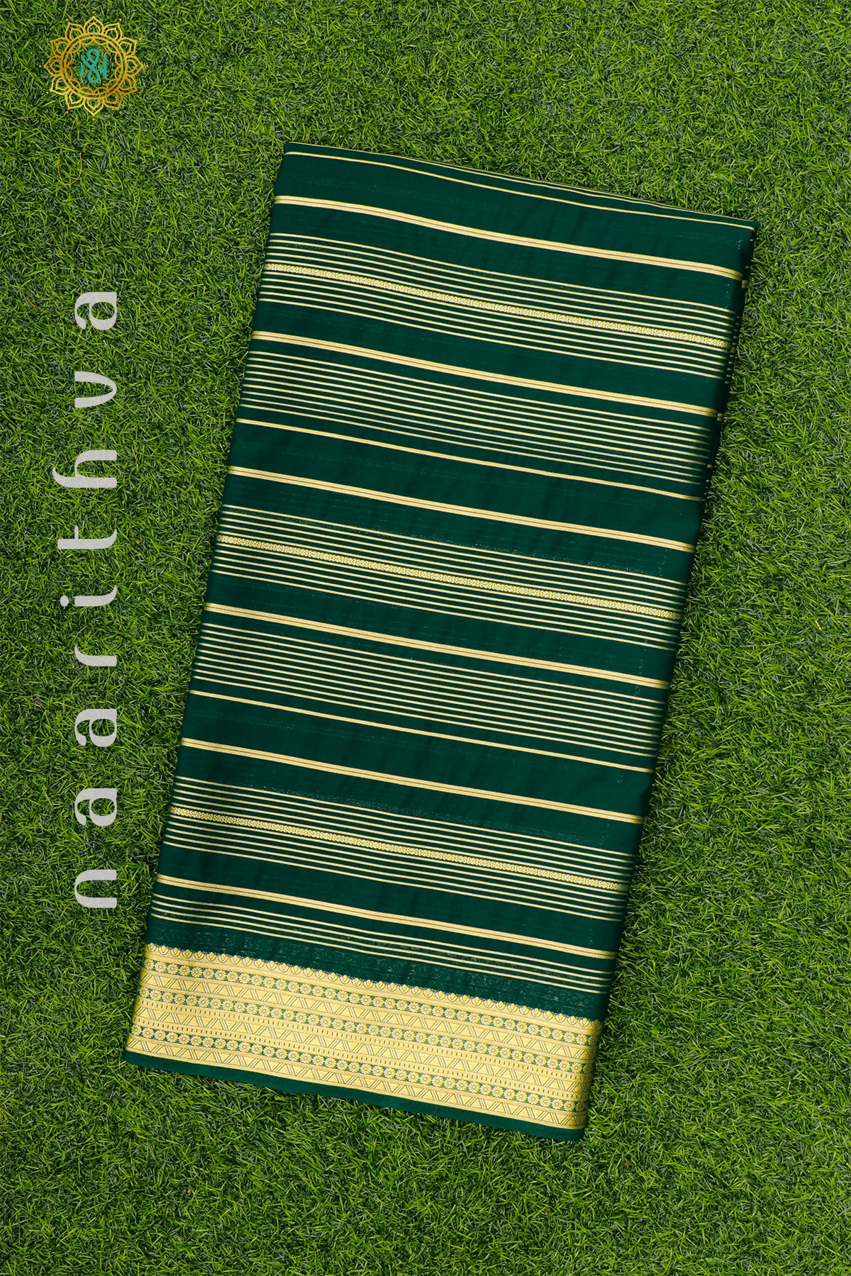 BOTTLE GREEN - SEMI MYSORE CREPE SILK